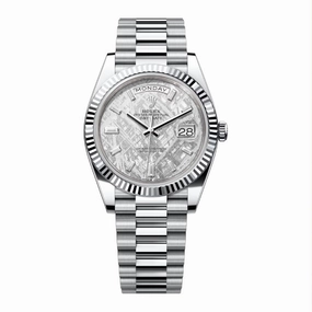 Rolex Day Date 40mm - Ref: 228236-0011 - Meteorite Diamond Dial & Fluted Bezel, Platinum President Bracelet Men's Watch