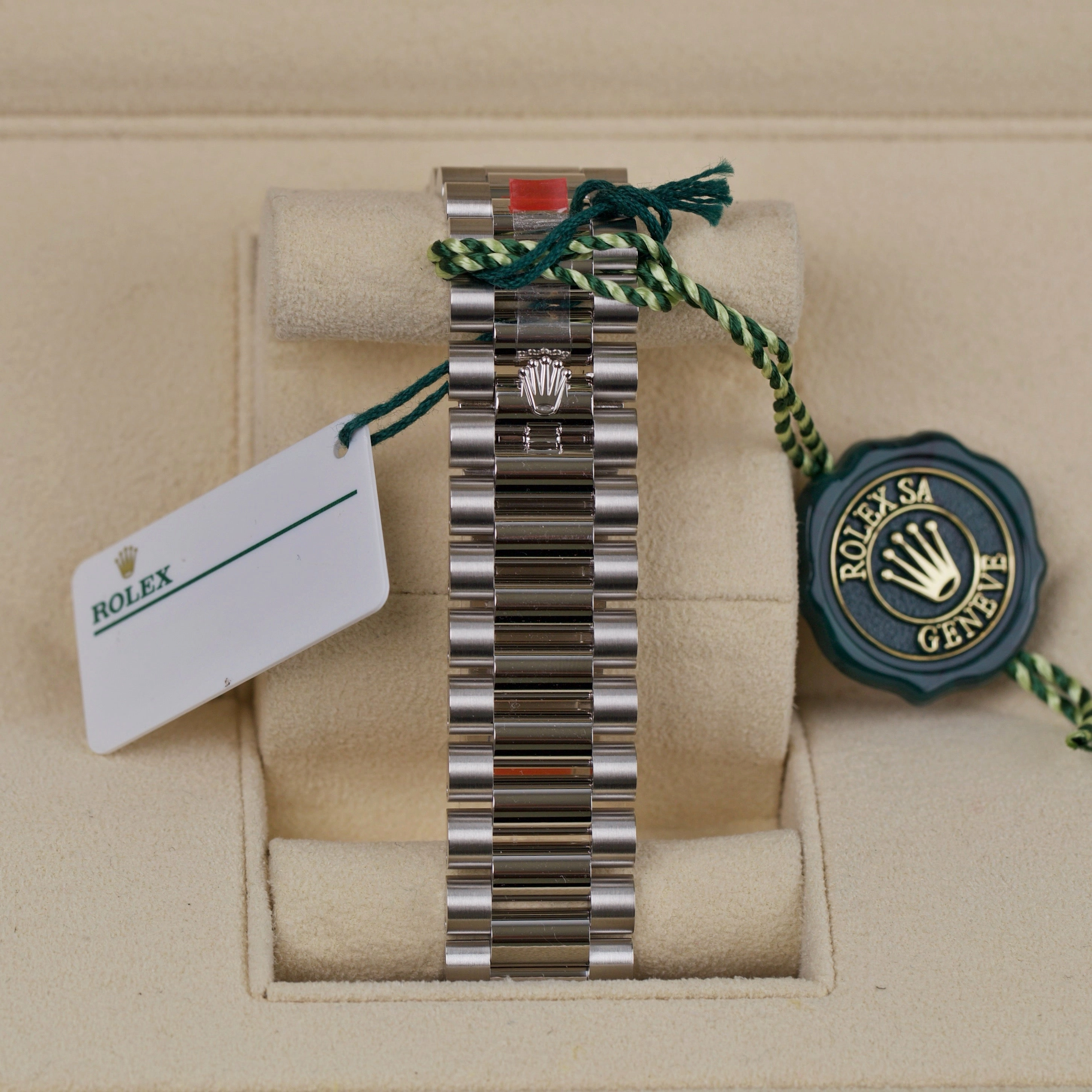 Rolex Day Date 40mm - Ref: 228236 ogap - Olive Green Arabic Dial & Fluted Bezel, Platinum President Bracelet Men's Watch