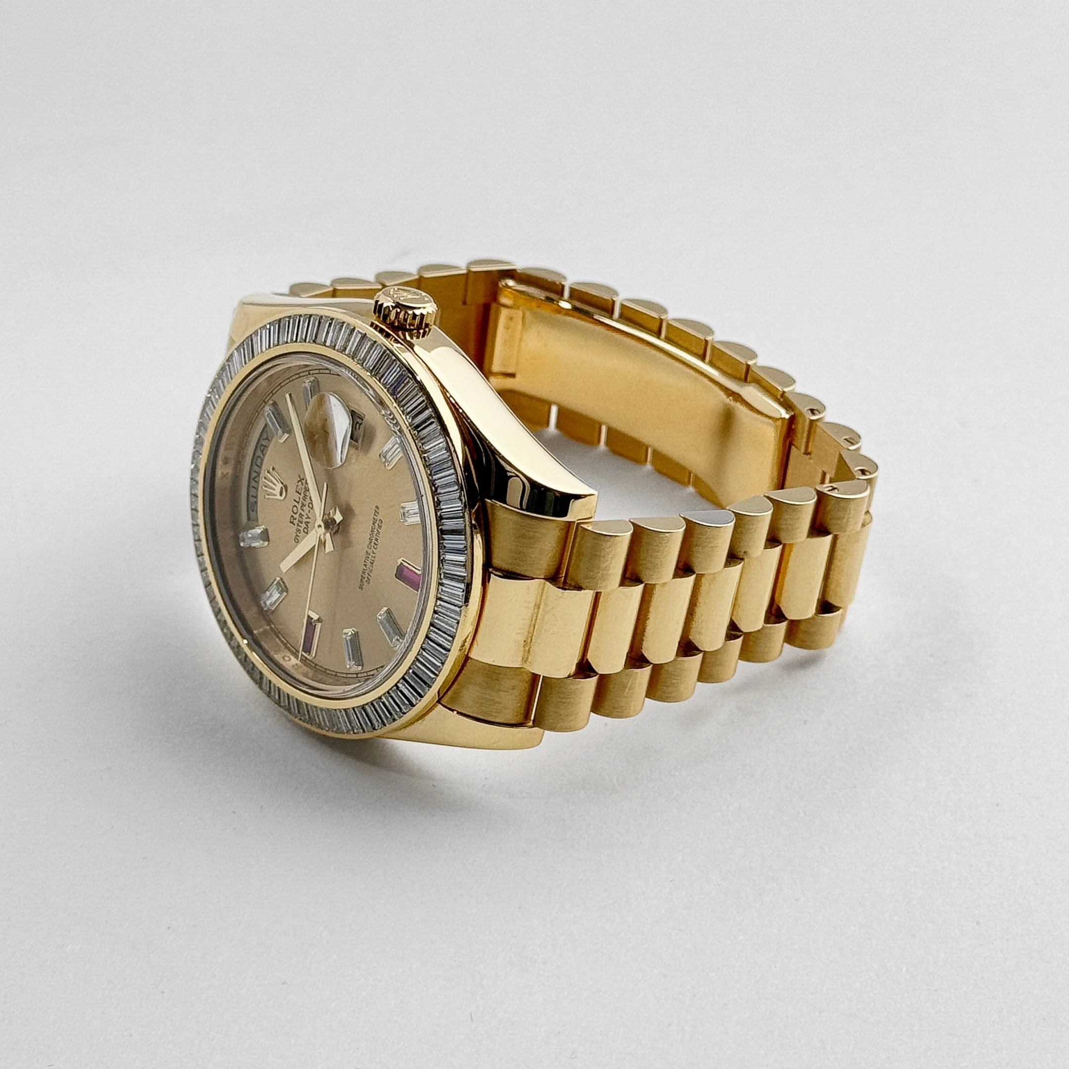 Rolex Day-Date II 218398 Yellow Gold Champagne Dial Diamond Bezel (2010)