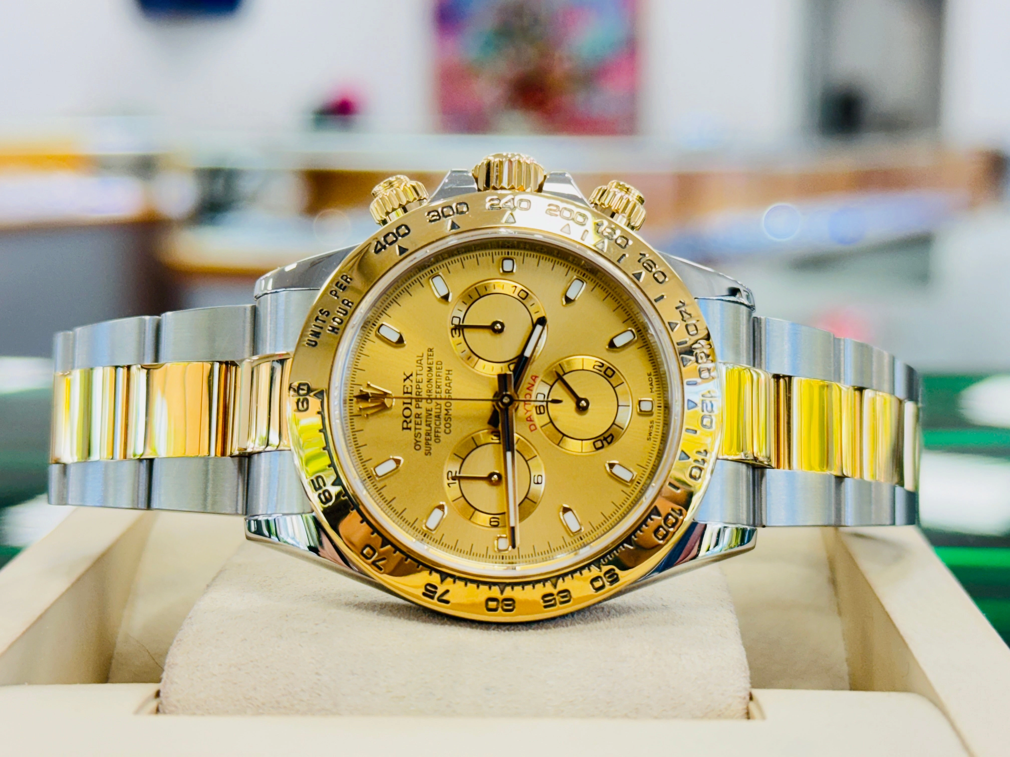 Rolex Daytona 116503 Cosmograph Champagne Dial SS/ 18K Yellow Gold Oyster Watch BOX/PAPERS