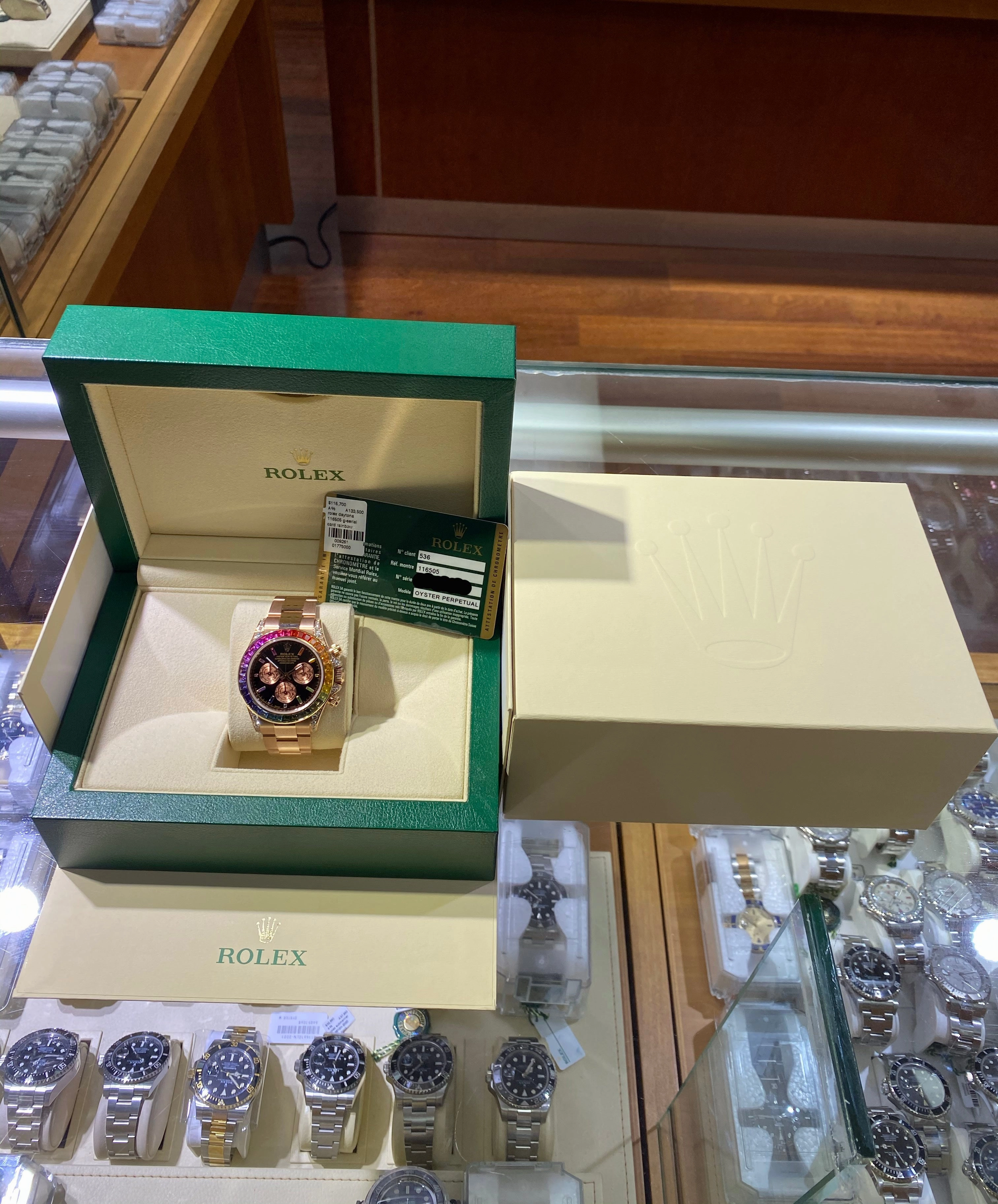 Rolex Daytona 116505 Custom Rainbow Diamonds and Sapphires BOX/PAPERS