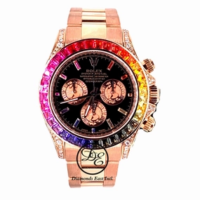 Rolex Daytona 116505 Custom Rainbow Diamonds and Sapphires BOX/PAPERS