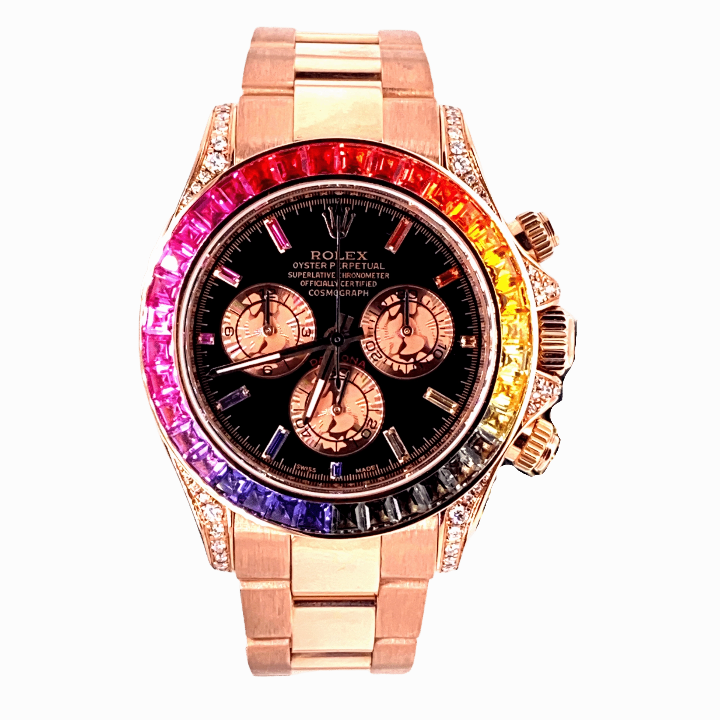 Rolex Daytona 116505 Custom Rainbow Diamonds and Sapphires BOX/PAPERS