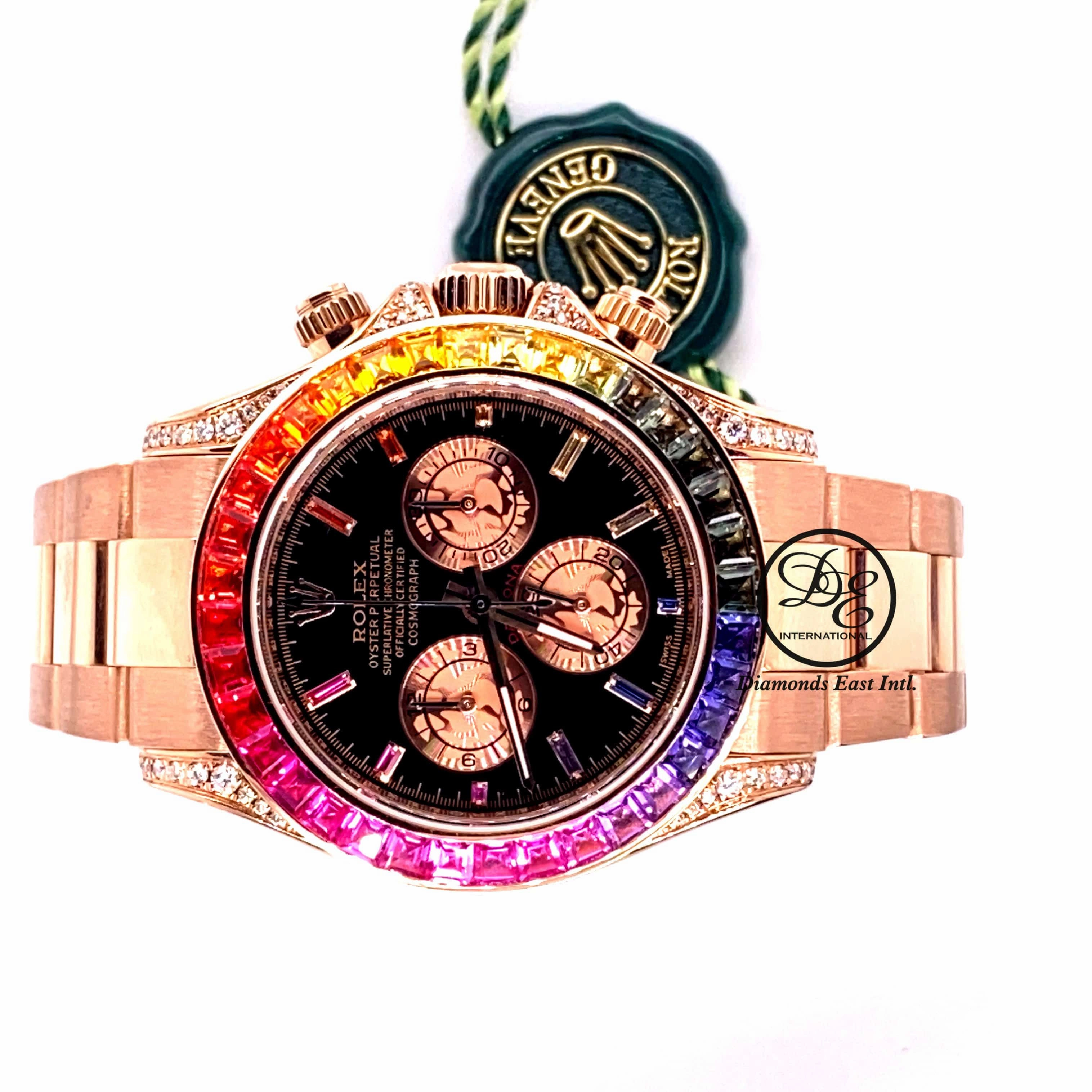 Rolex Daytona 116505 Custom Rainbow Diamonds and Sapphires BOX/PAPERS