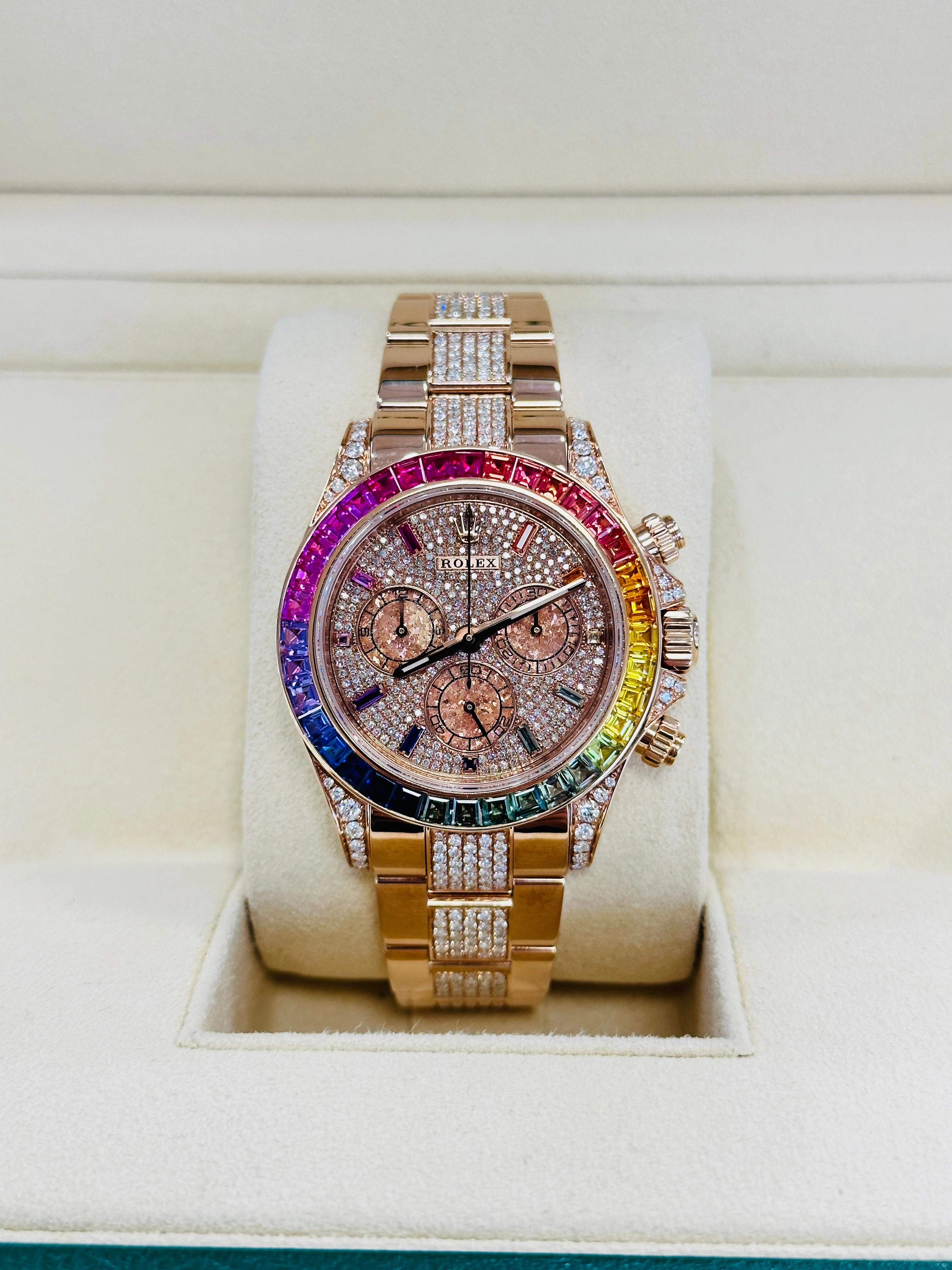 Rolex Daytona 116505 Custom Rainbow Rose Gold Cosmograph Oyster BOX/PAPERS