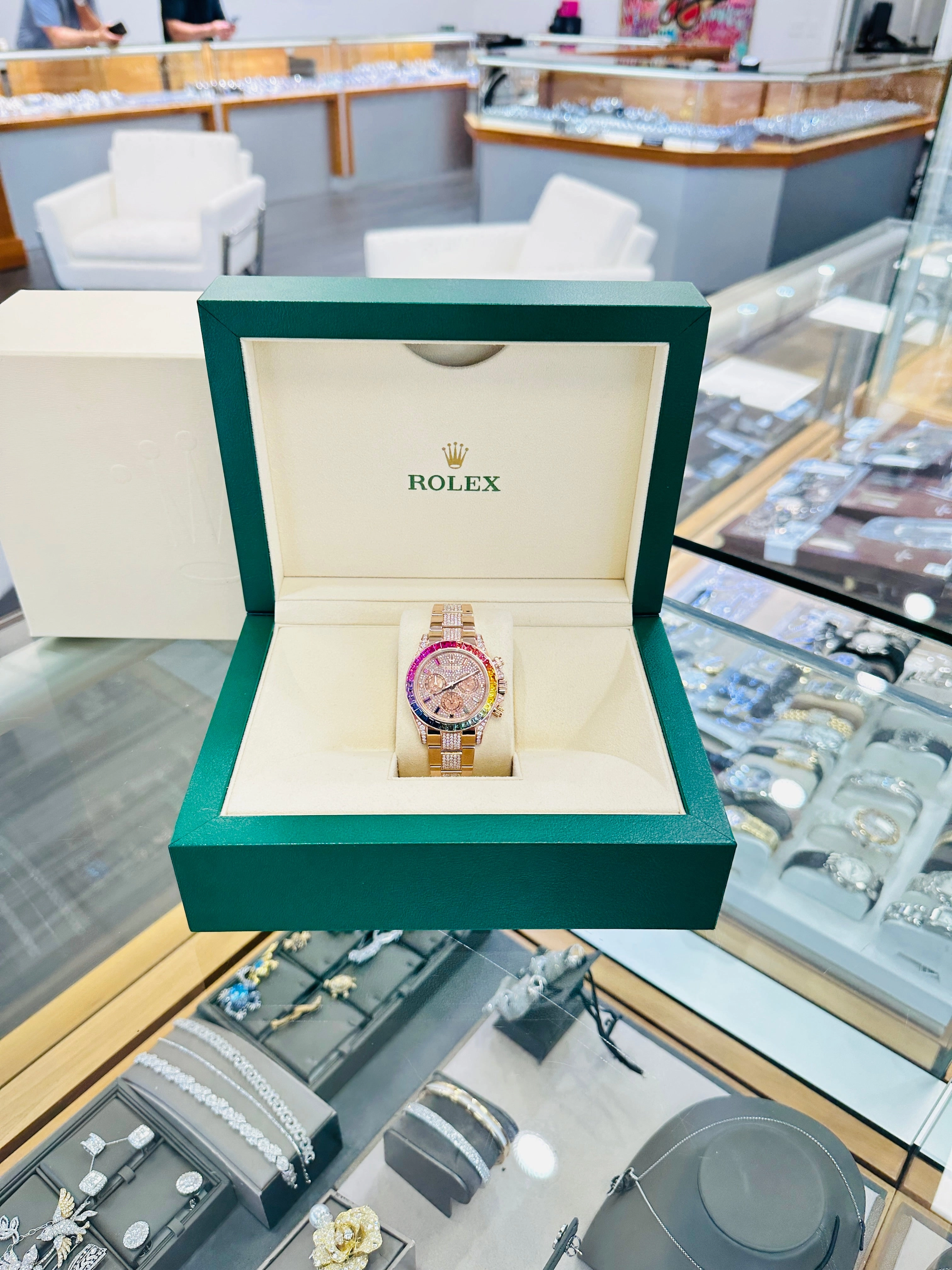 Rolex Daytona 116505 Custom Rainbow Rose Gold Cosmograph Oyster BOX/PAPERS