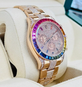 Rolex Daytona 116505 Custom Rainbow Rose Gold Cosmograph Oyster BOX/PAPERS
