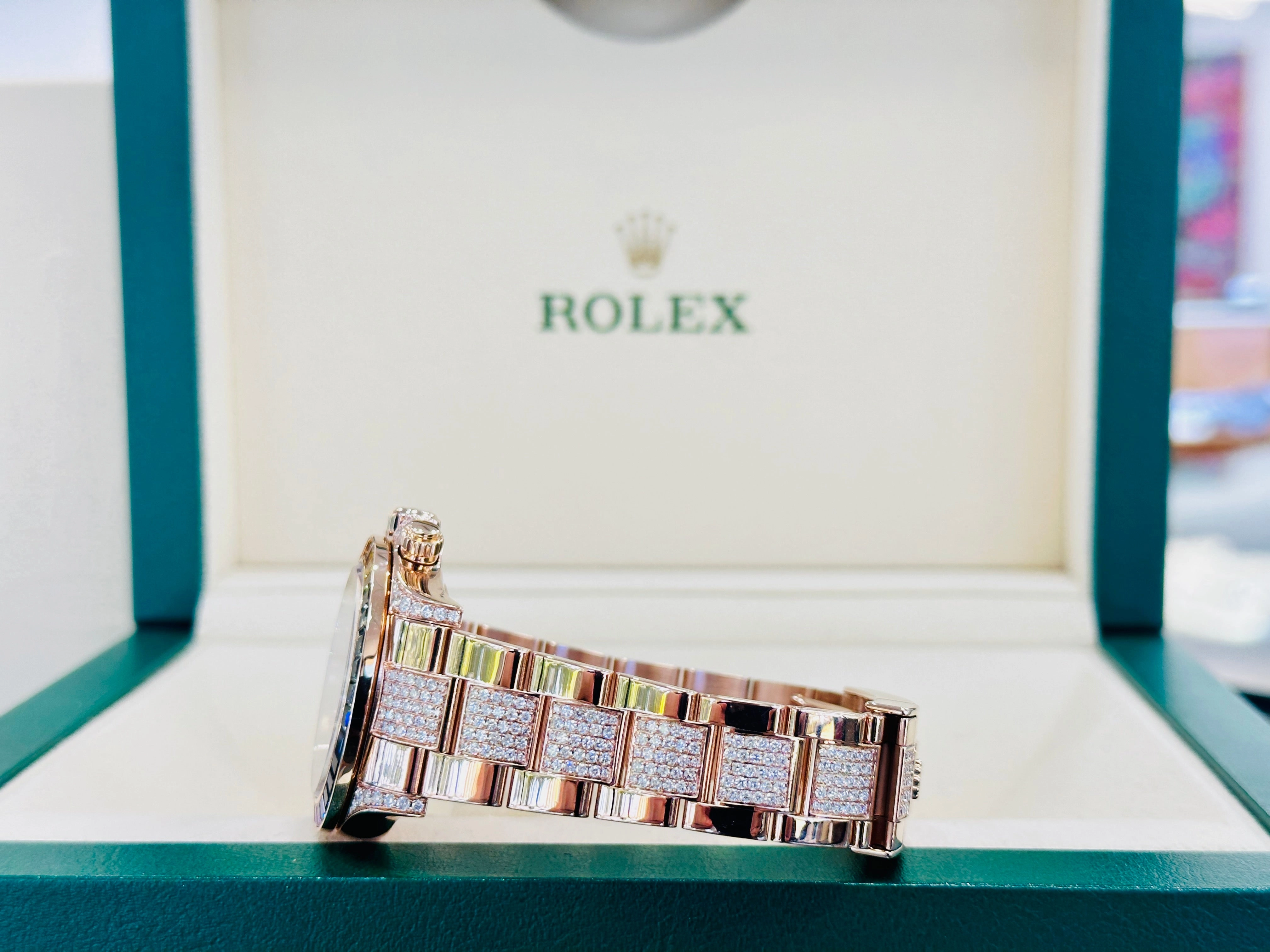Rolex Daytona 116505 Custom Rainbow Rose Gold Cosmograph Oyster BOX/PAPERS