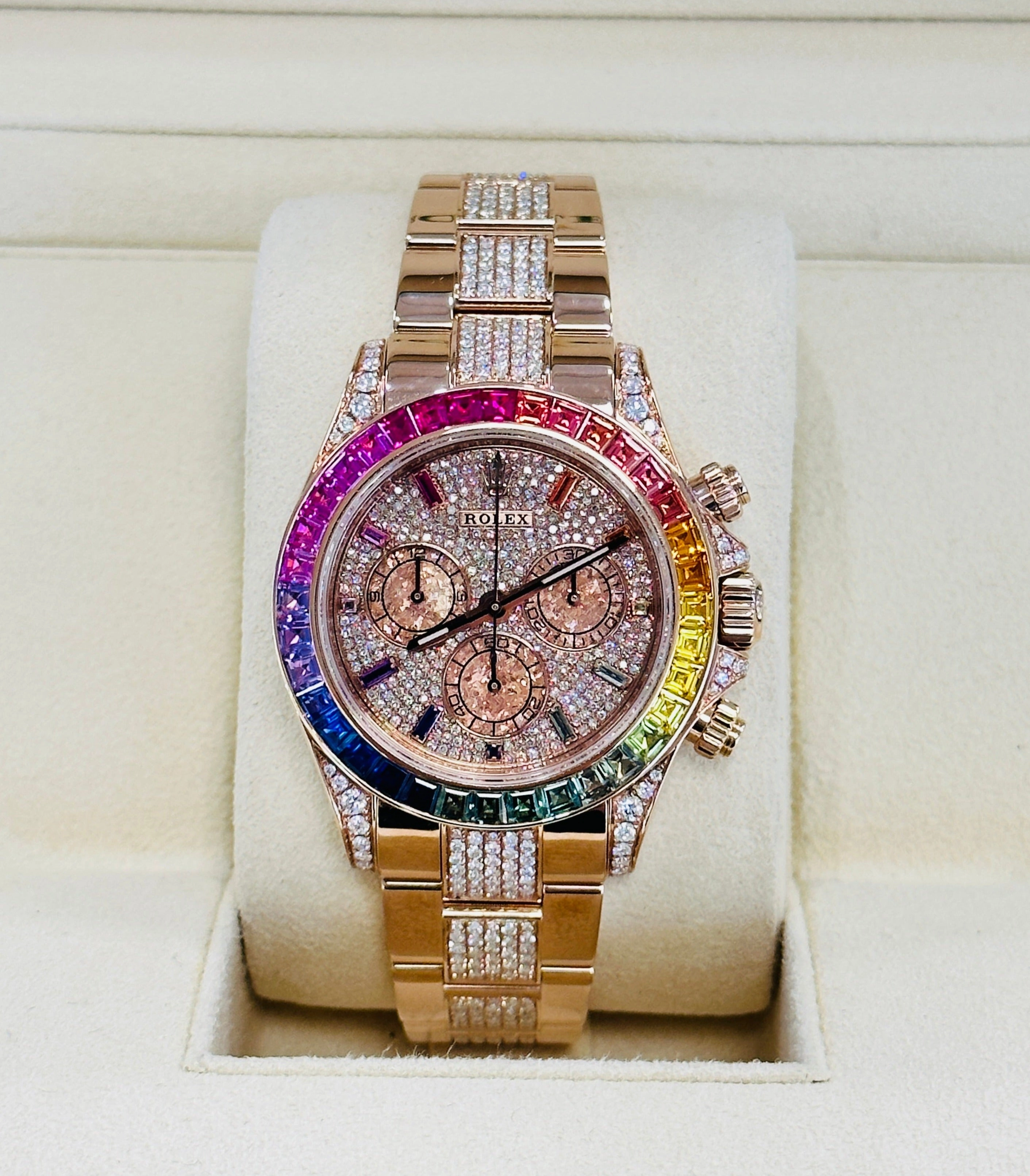 Rolex Daytona 116505 Custom Rainbow Rose Gold Cosmograph Oyster BOX/PAPERS