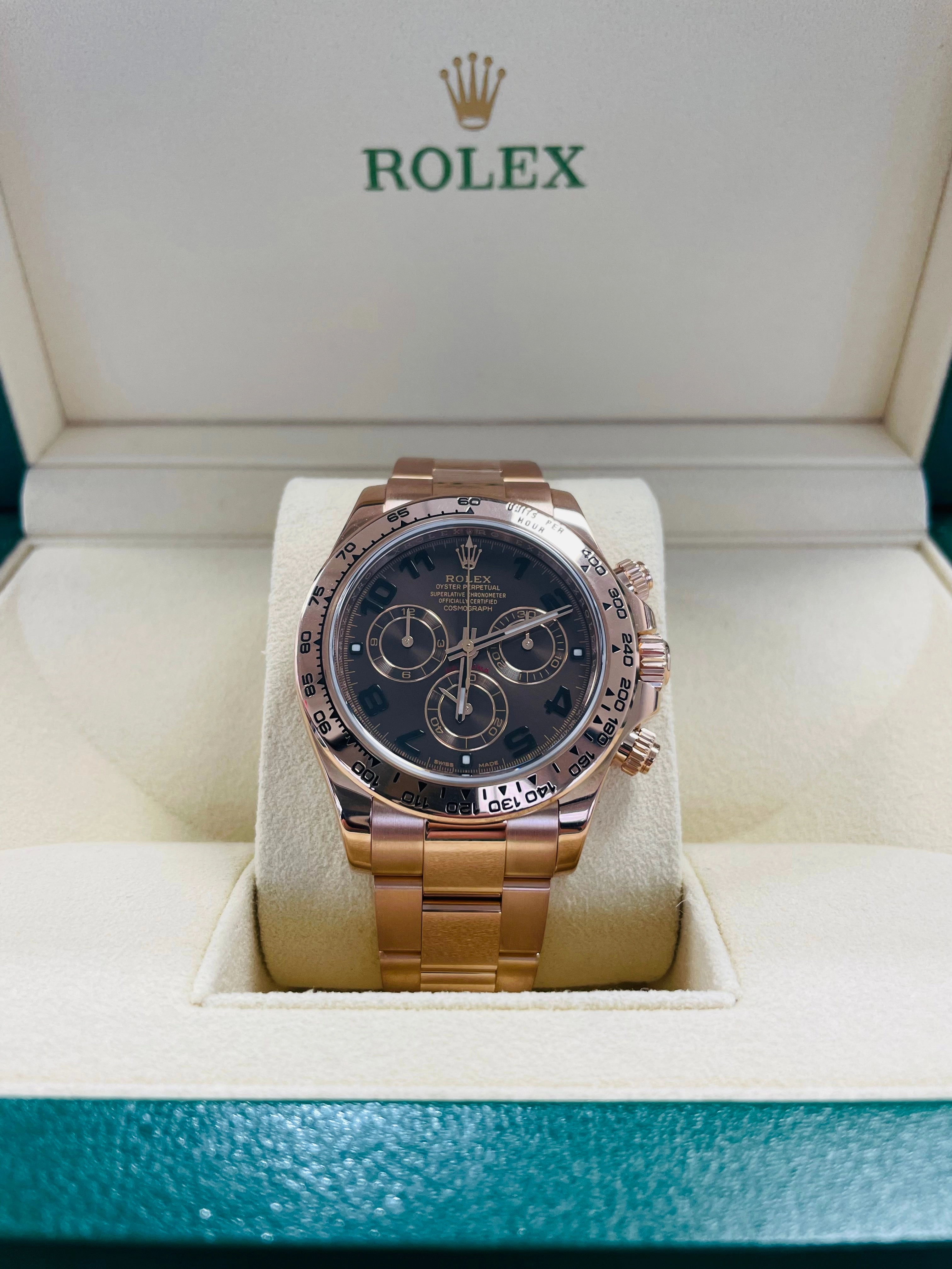 Rolex Daytona 116505 Rose Gold Chocolate Arabic Dial PreOwned