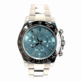 Rolex Daytona 116506 Platinum Oyster Perpetual Cosmograph ICE Blue Baguettes Dial Unworn