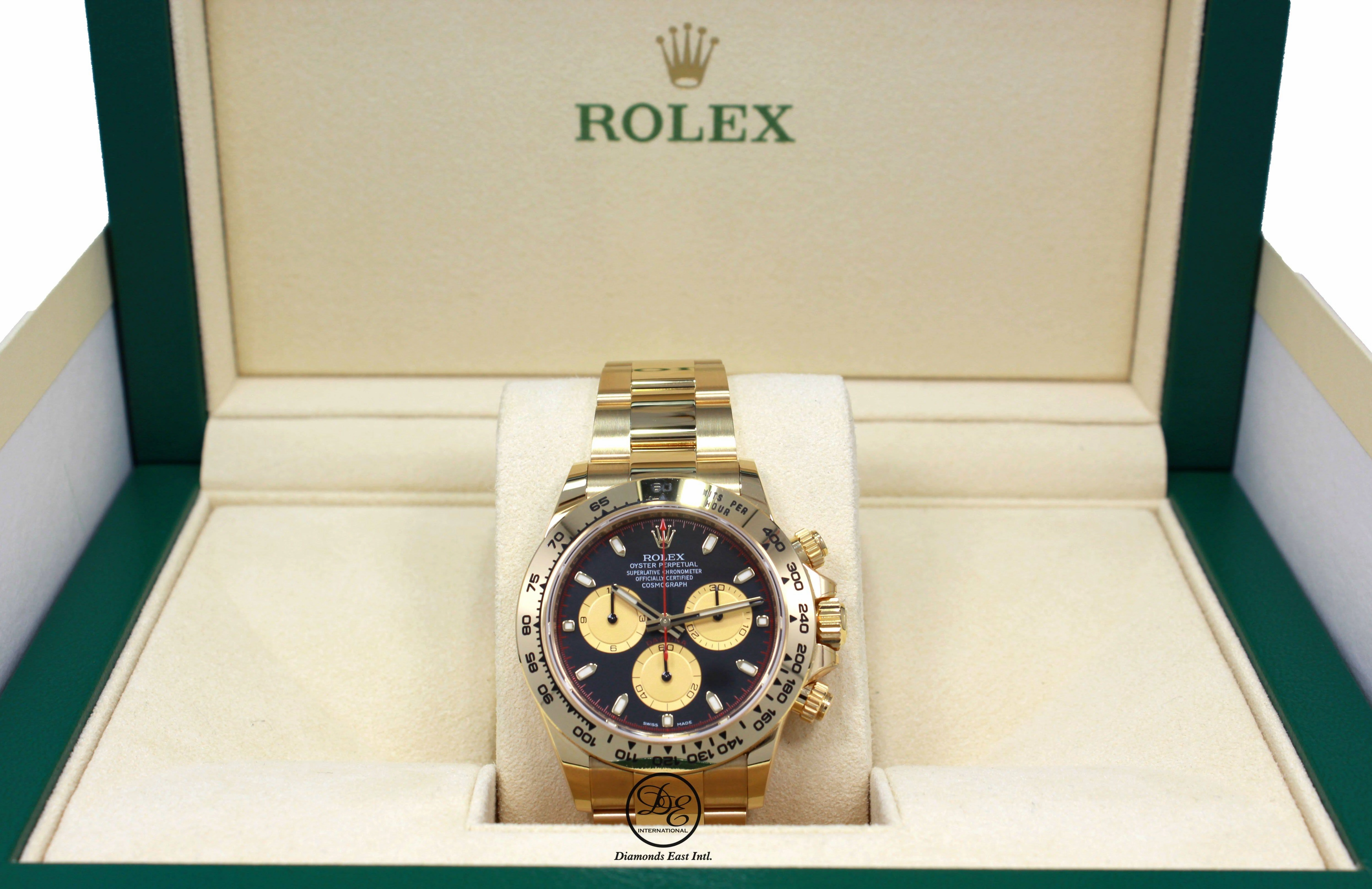 Rolex Daytona 116508 Cosmograph 18K Yellow Gold Black/Champagne Dial BOX/PAPER *MINT*