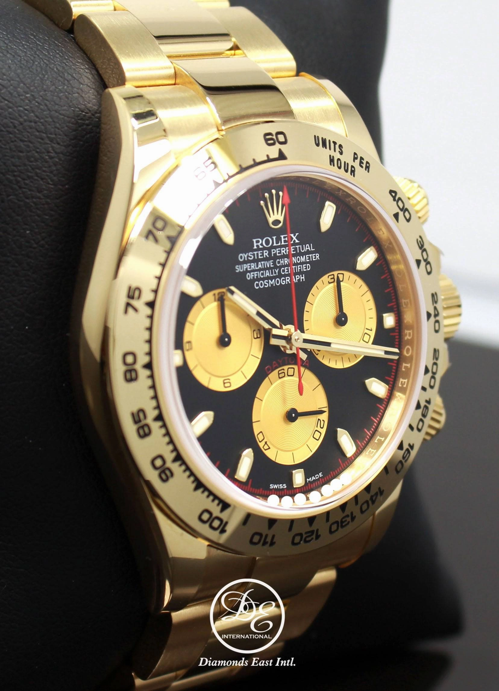 Rolex Daytona 116508 Cosmograph 18K Yellow Gold Black/Champagne Dial BOX/PAPER *MINT*