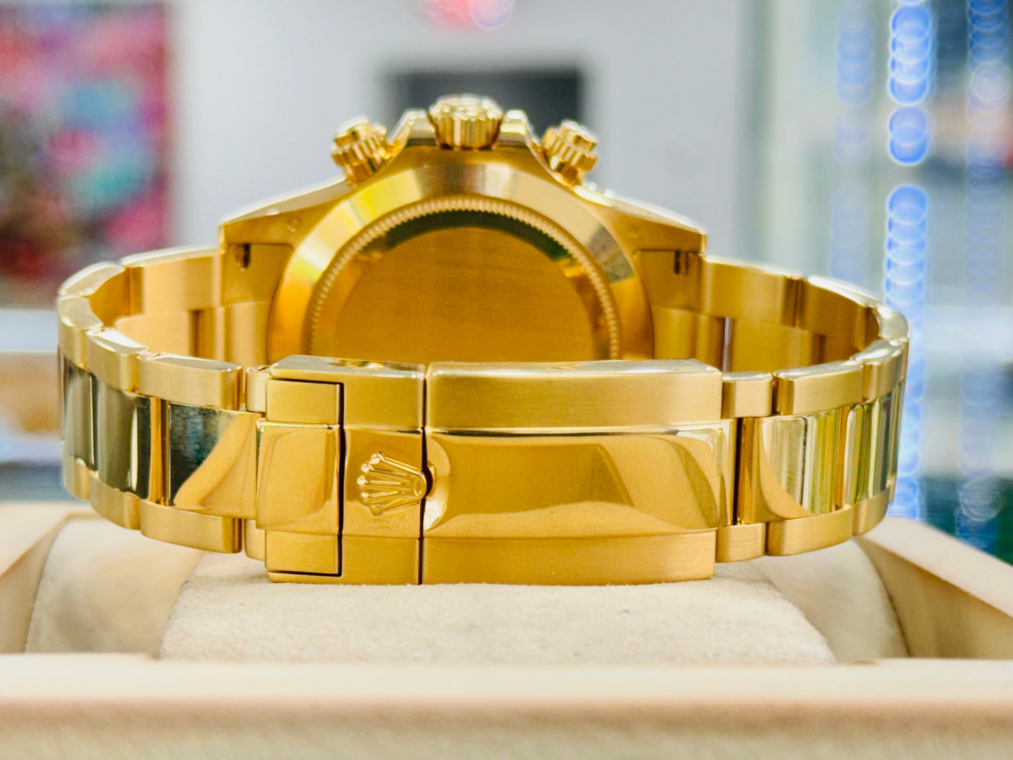 Rolex Daytona 116508 Known as the John mayer Cosmograph 40mm Yellow Gold Green Index Dial  Box and Papers PreOwned