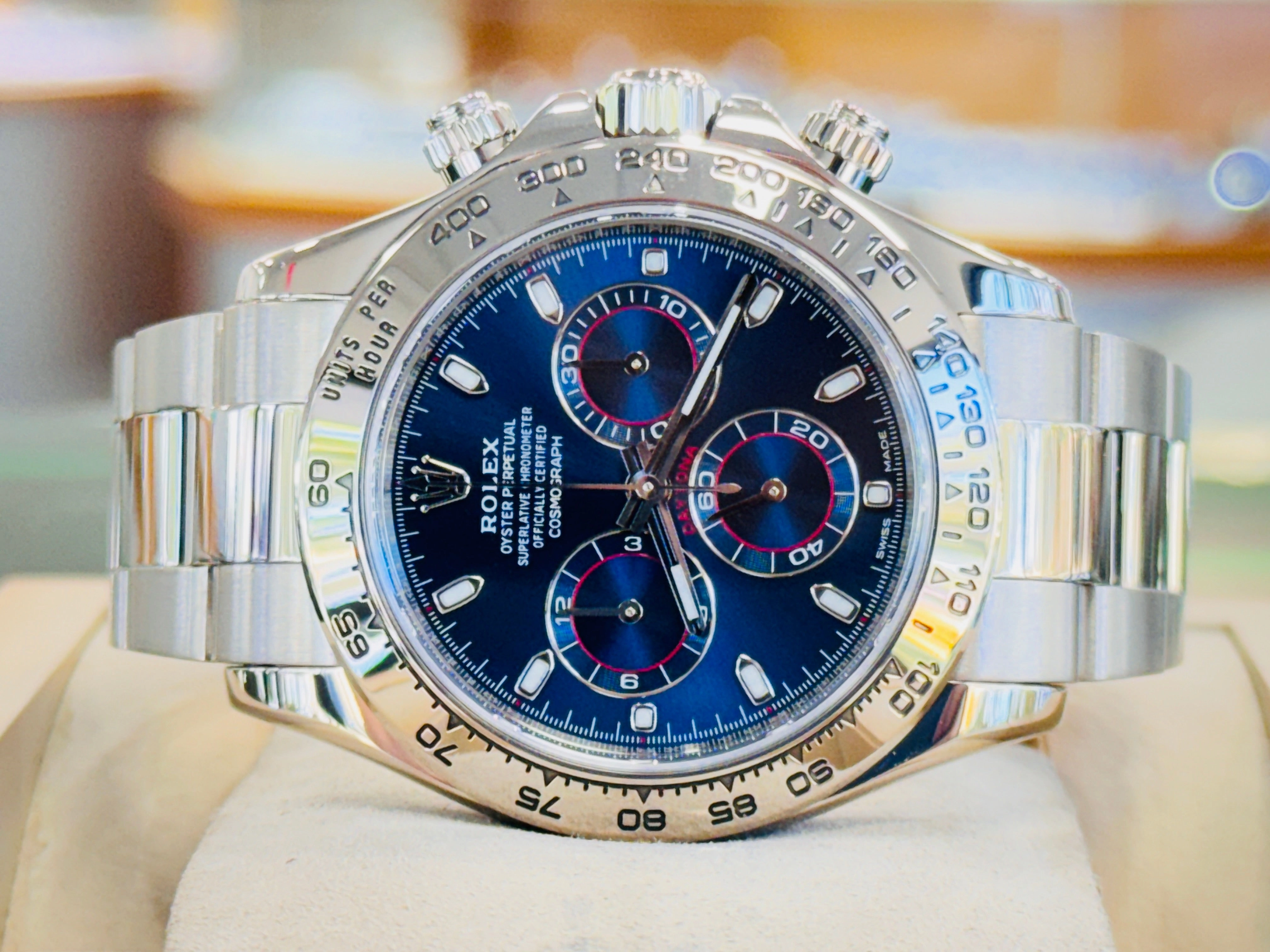 Rolex Daytona 116509 40 White Gold Cosmograph Blue Index Dial Box and Papers MINT