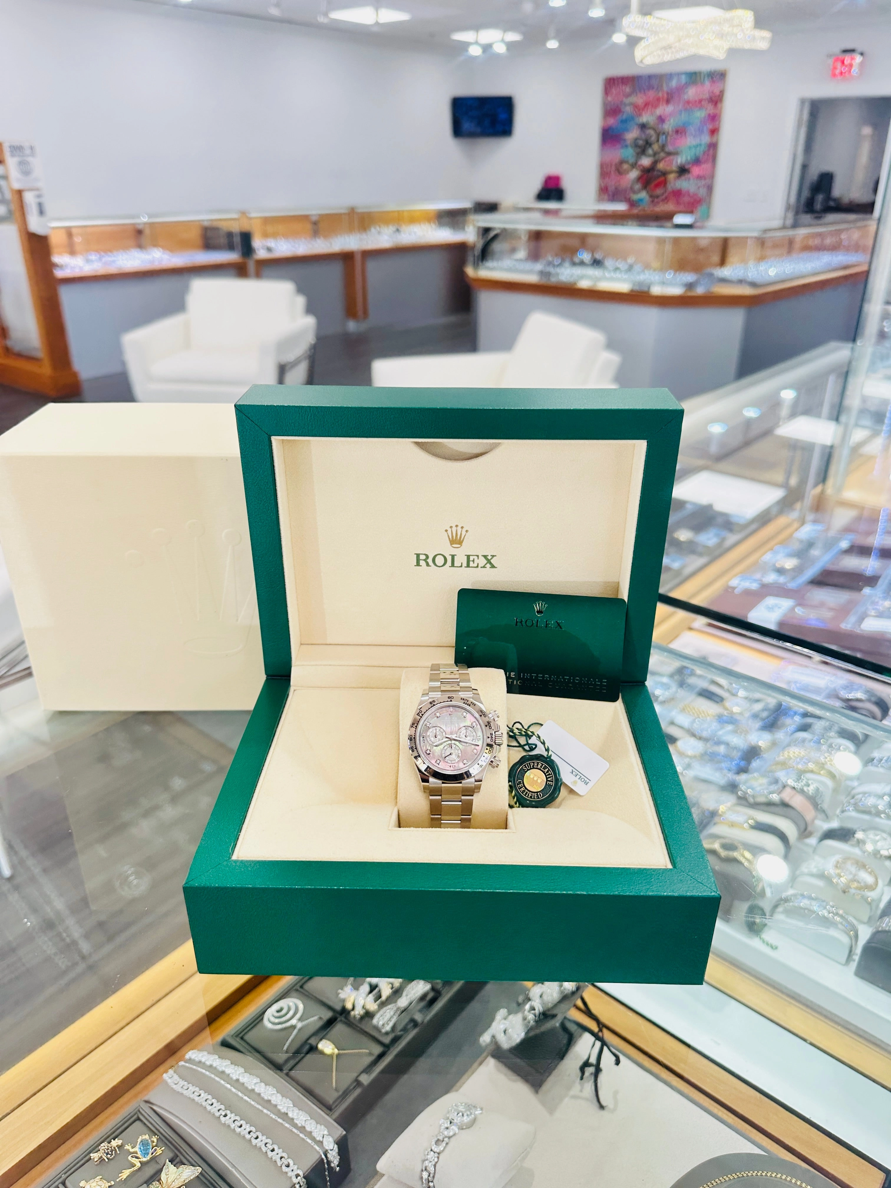Rolex Daytona 116509 Factory Diamond Mother Of Pearl Dial Box and Papers Unworn