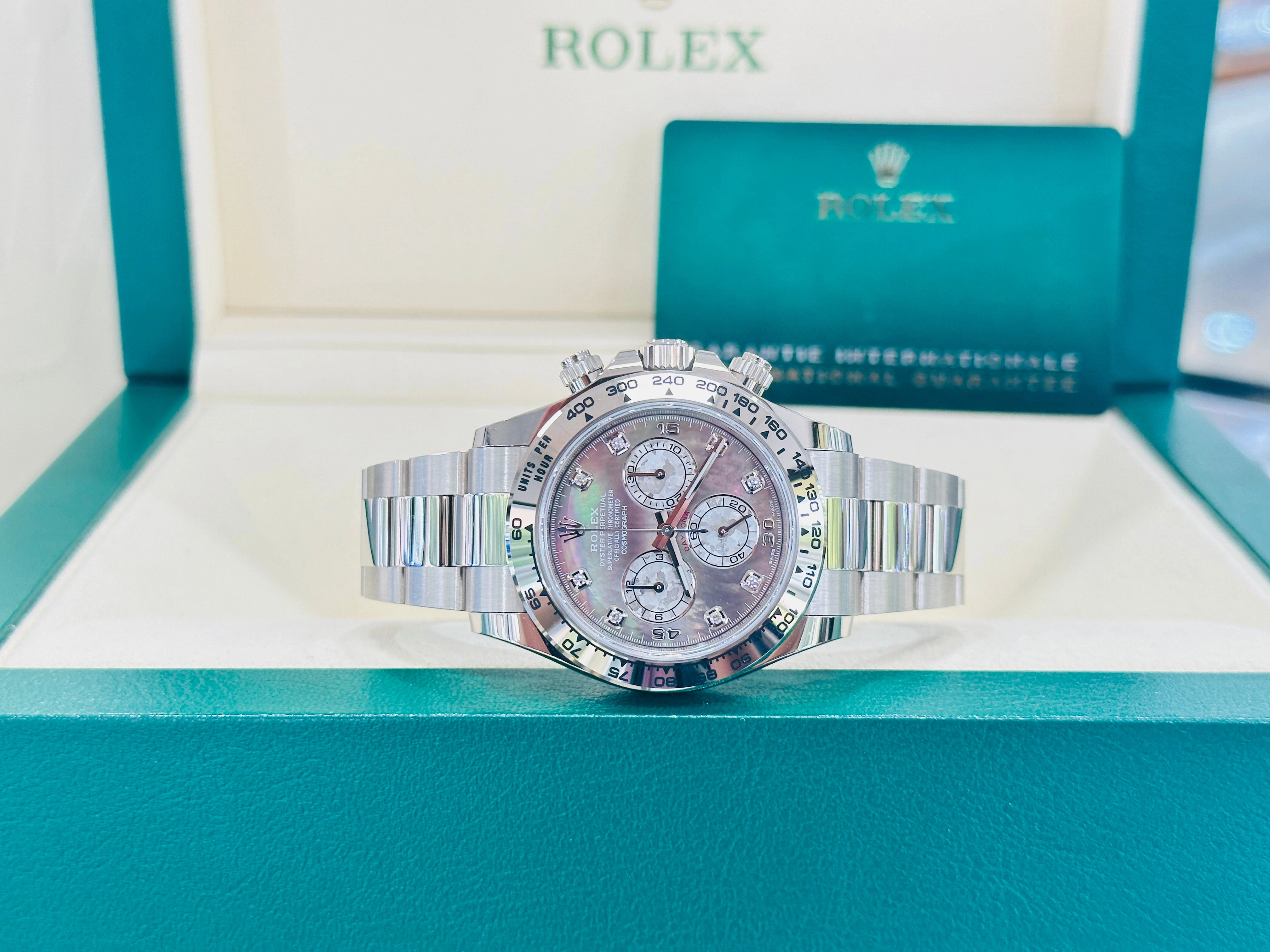 Rolex Daytona 116509 Factory Diamond Mother Of Pearl Dial Box and Papers Unworn