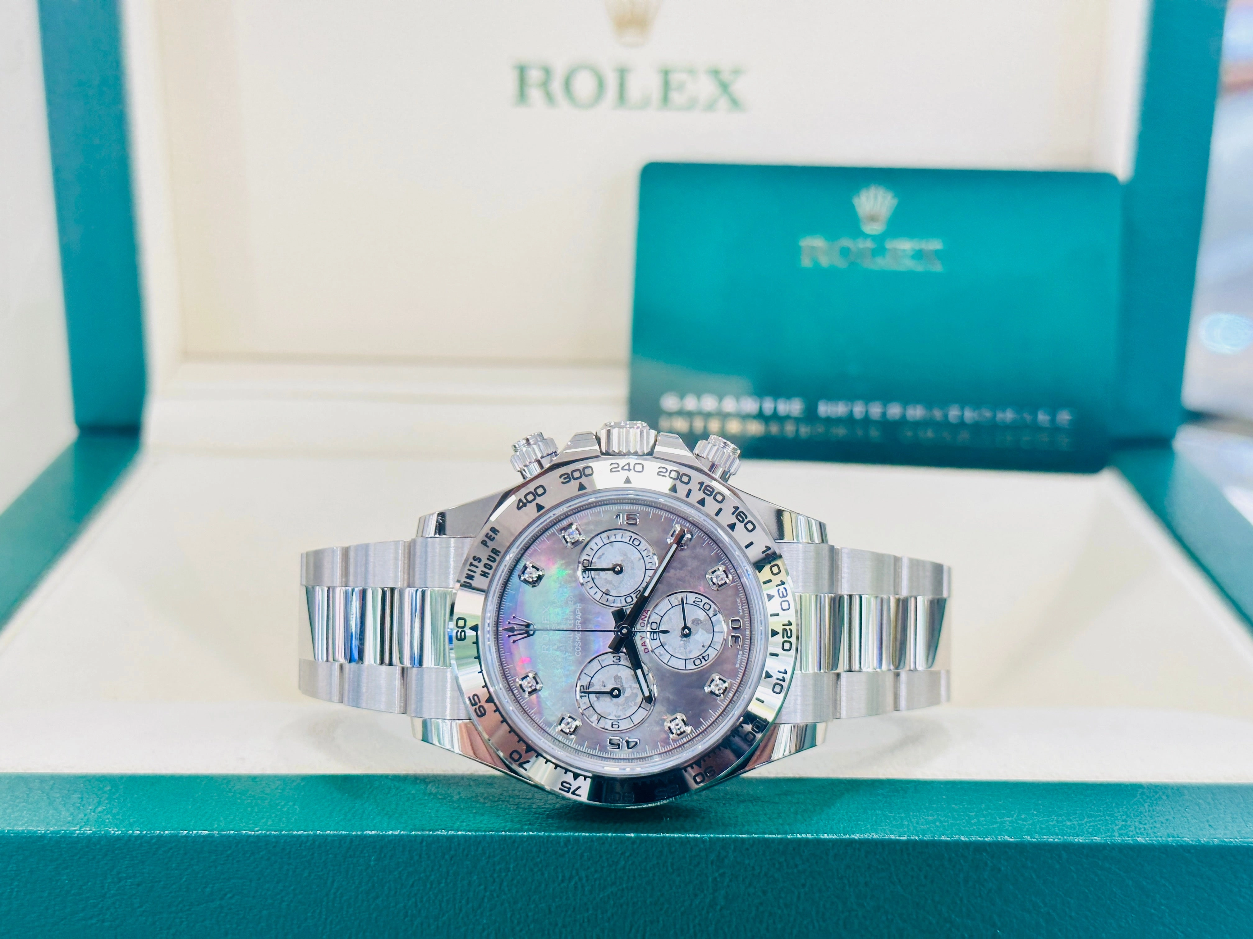 Rolex Daytona 116509 Factory Diamond Mother Of Pearl Dial Box and Papers Unworn