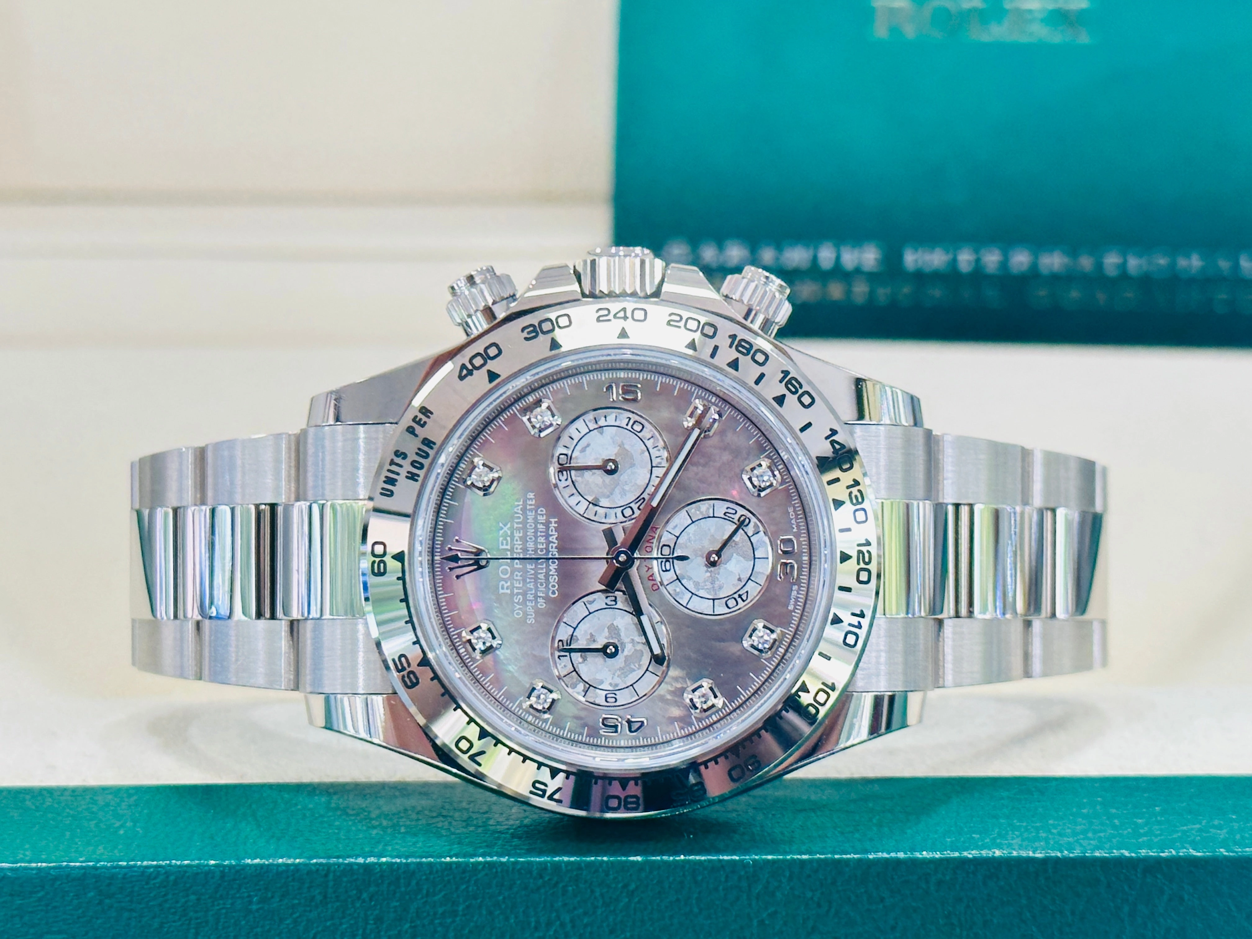 Rolex Daytona 116509 Factory Diamond Mother Of Pearl Dial Box and Papers Unworn