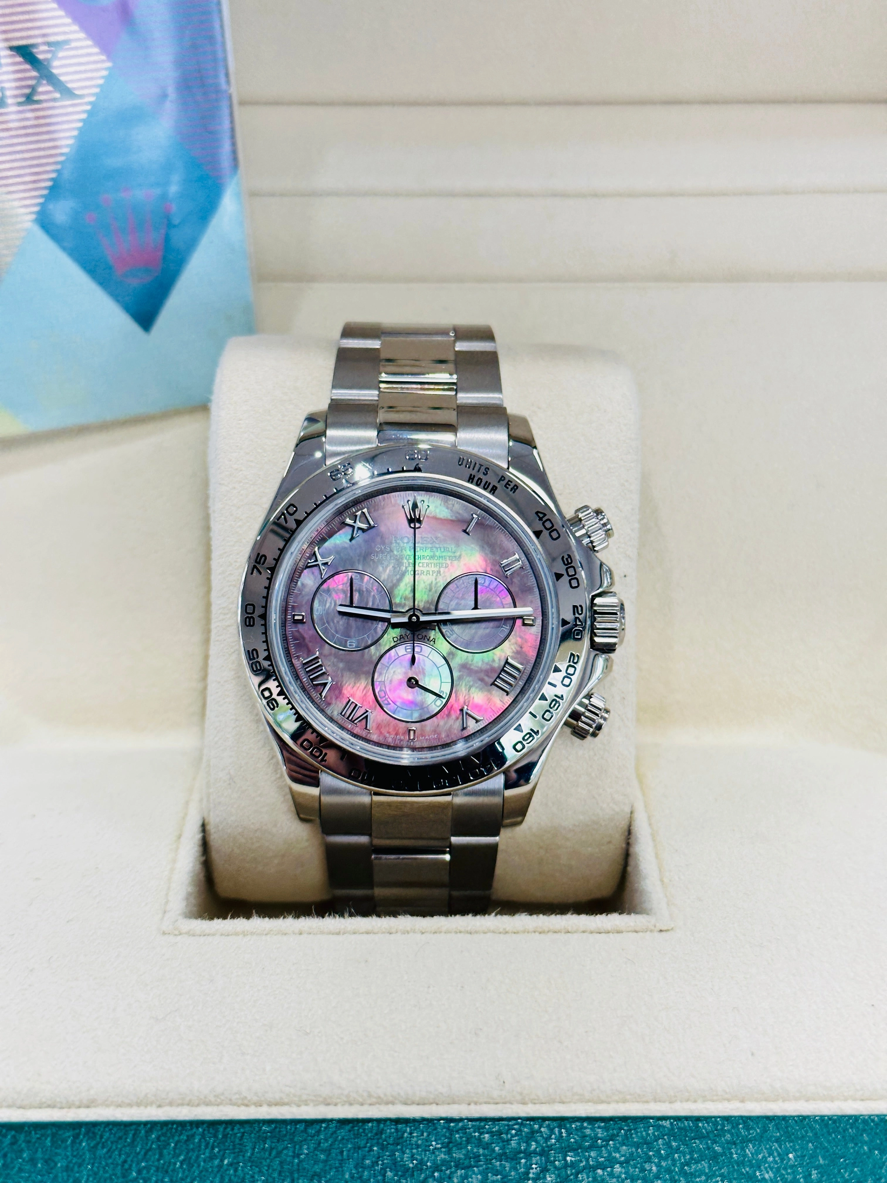 Rolex Daytona 116509 Factory Roman Mother Of Pearl Dial Box and Papers PreOwned