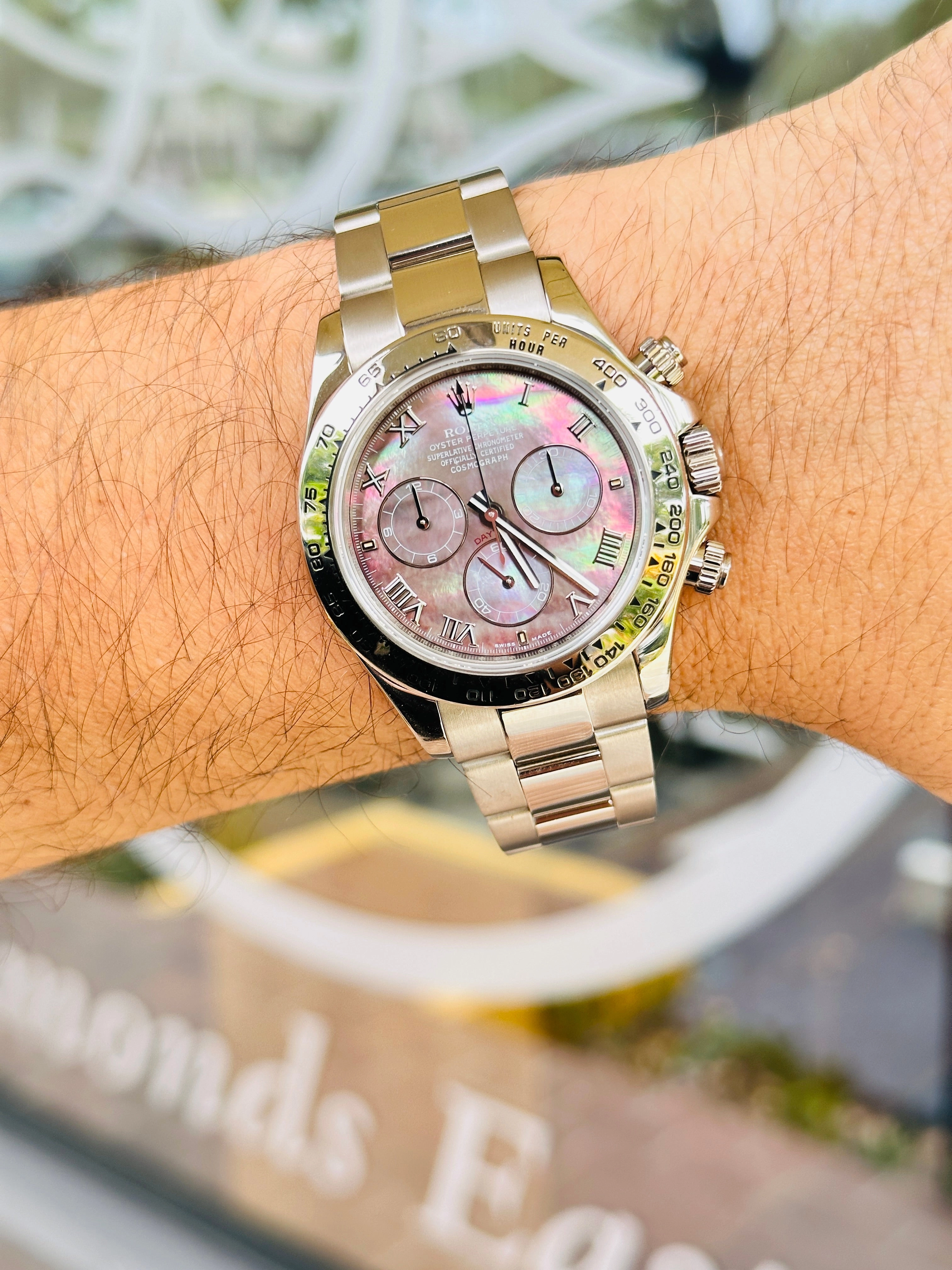 Rolex Daytona 116509 Factory Roman Mother Of Pearl Dial Box and Papers PreOwned