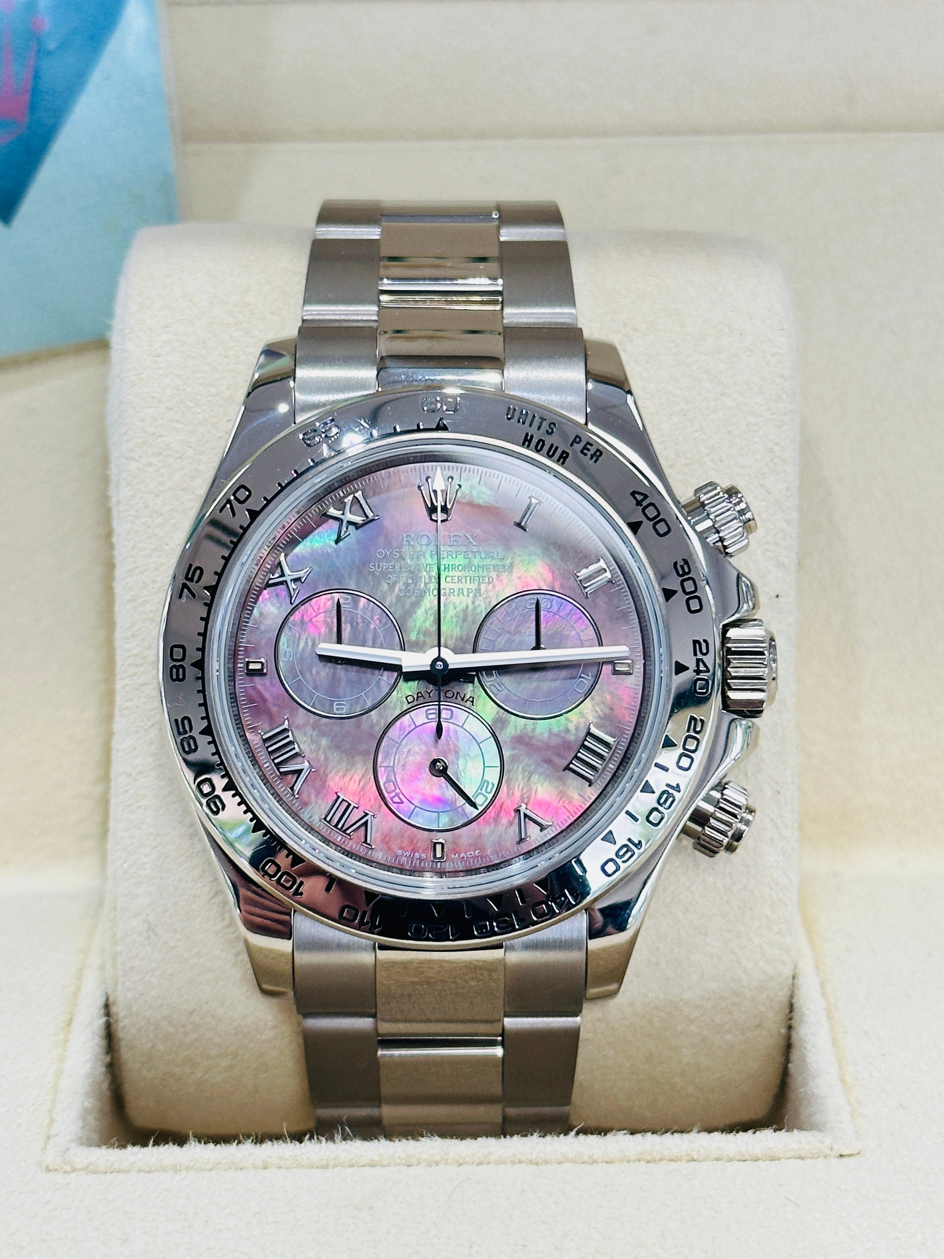 Rolex Daytona 116509 Factory Roman Mother Of Pearl Dial Box and Papers PreOwned