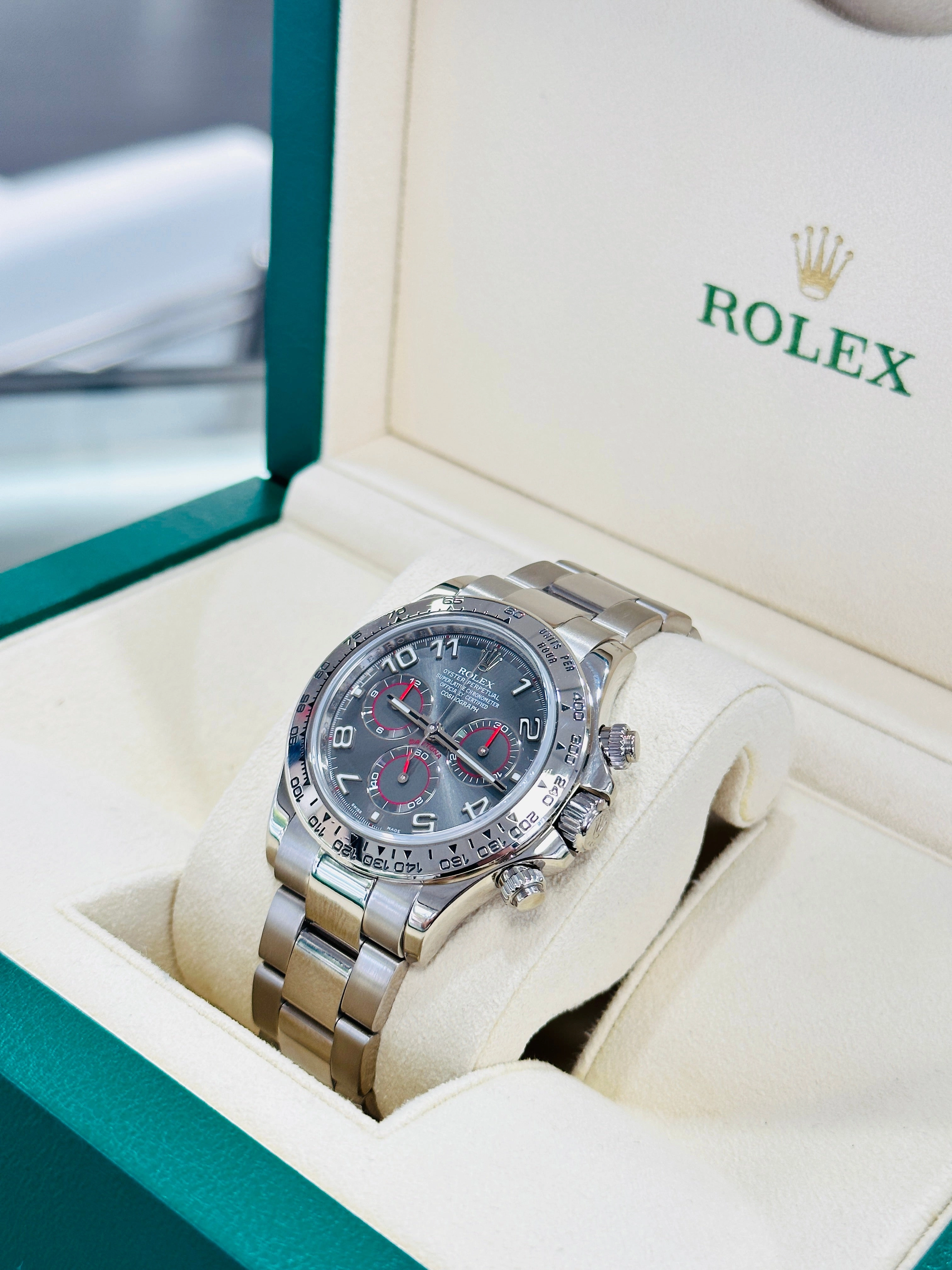 Rolex Daytona 116509 Grey Racing Dial Box and Papers PreOwned