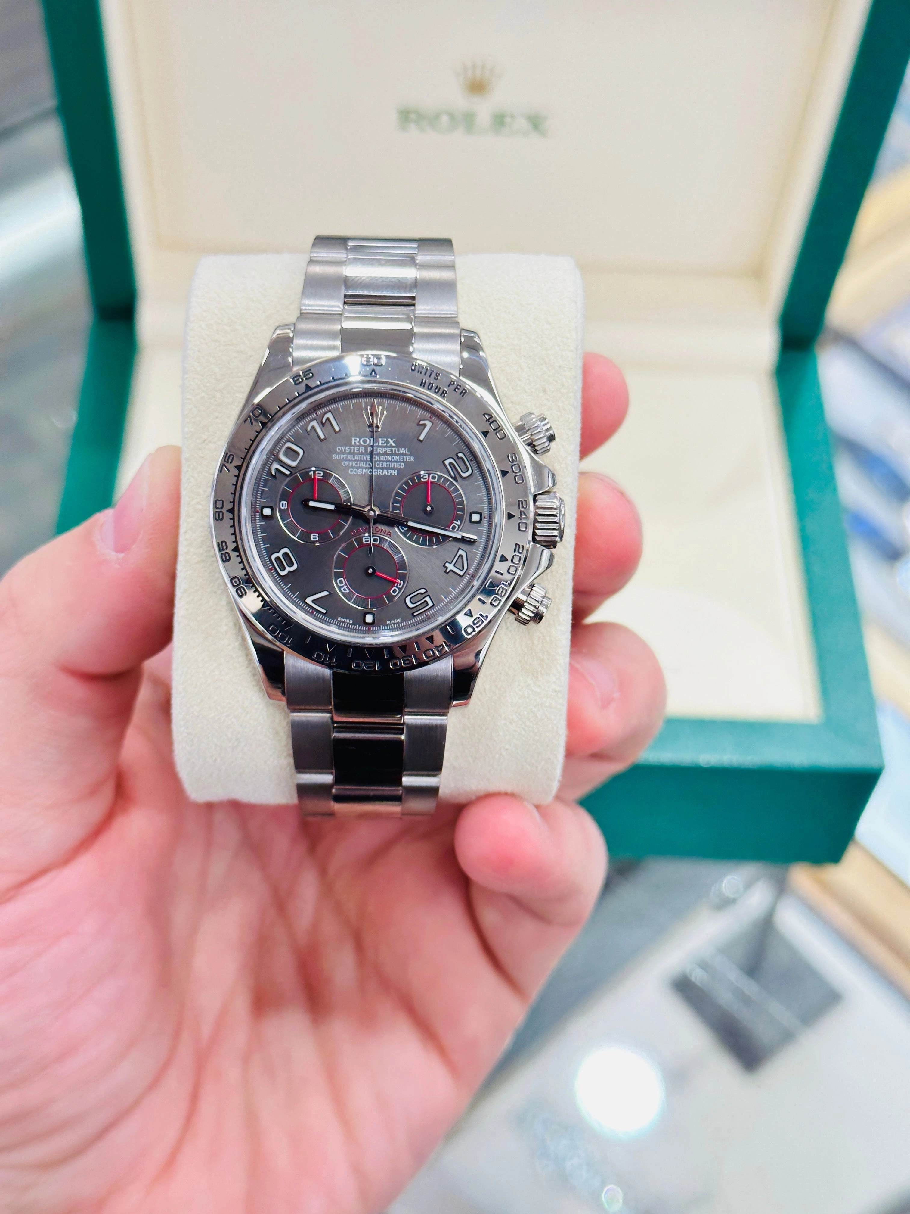 Rolex Daytona 116509 Grey Racing Dial Box and Papers PreOwned