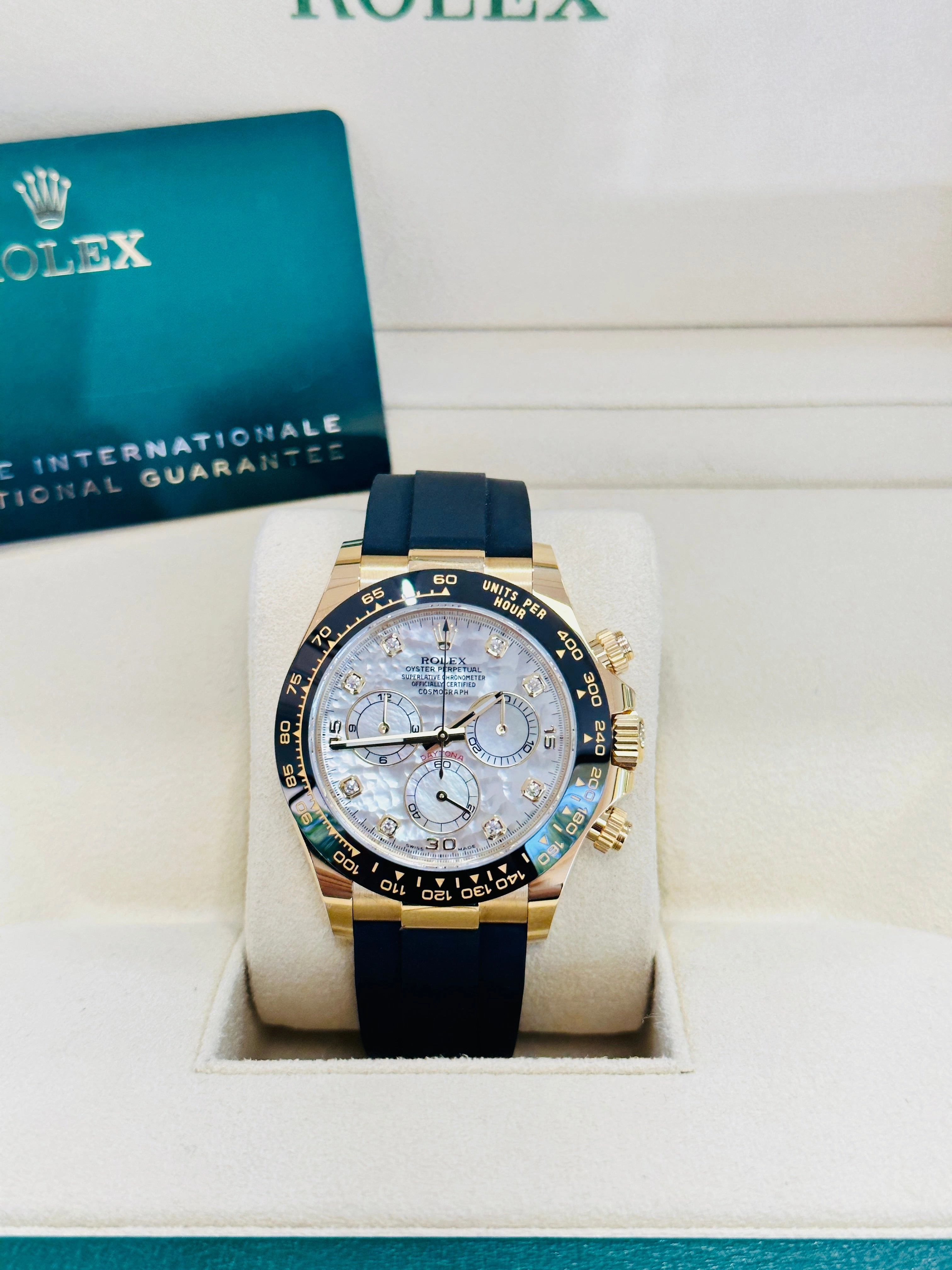 Rolex Daytona 116518LN 18K Yellow Gold Factory Diamond MOP Unworn Box and Papers