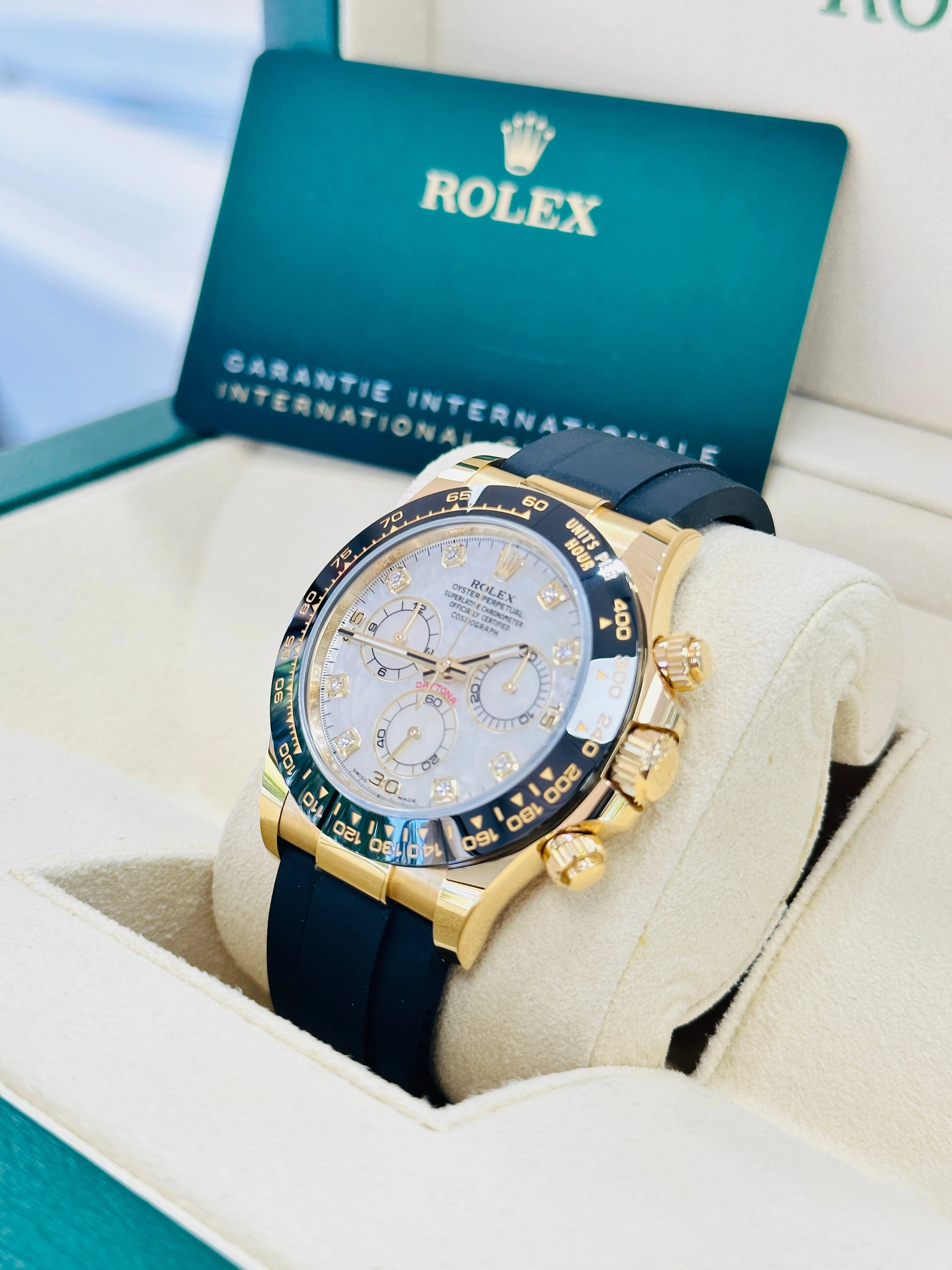Rolex Daytona 116518LN 18K Yellow Gold Factory Diamond MOP Unworn Box and Papers
