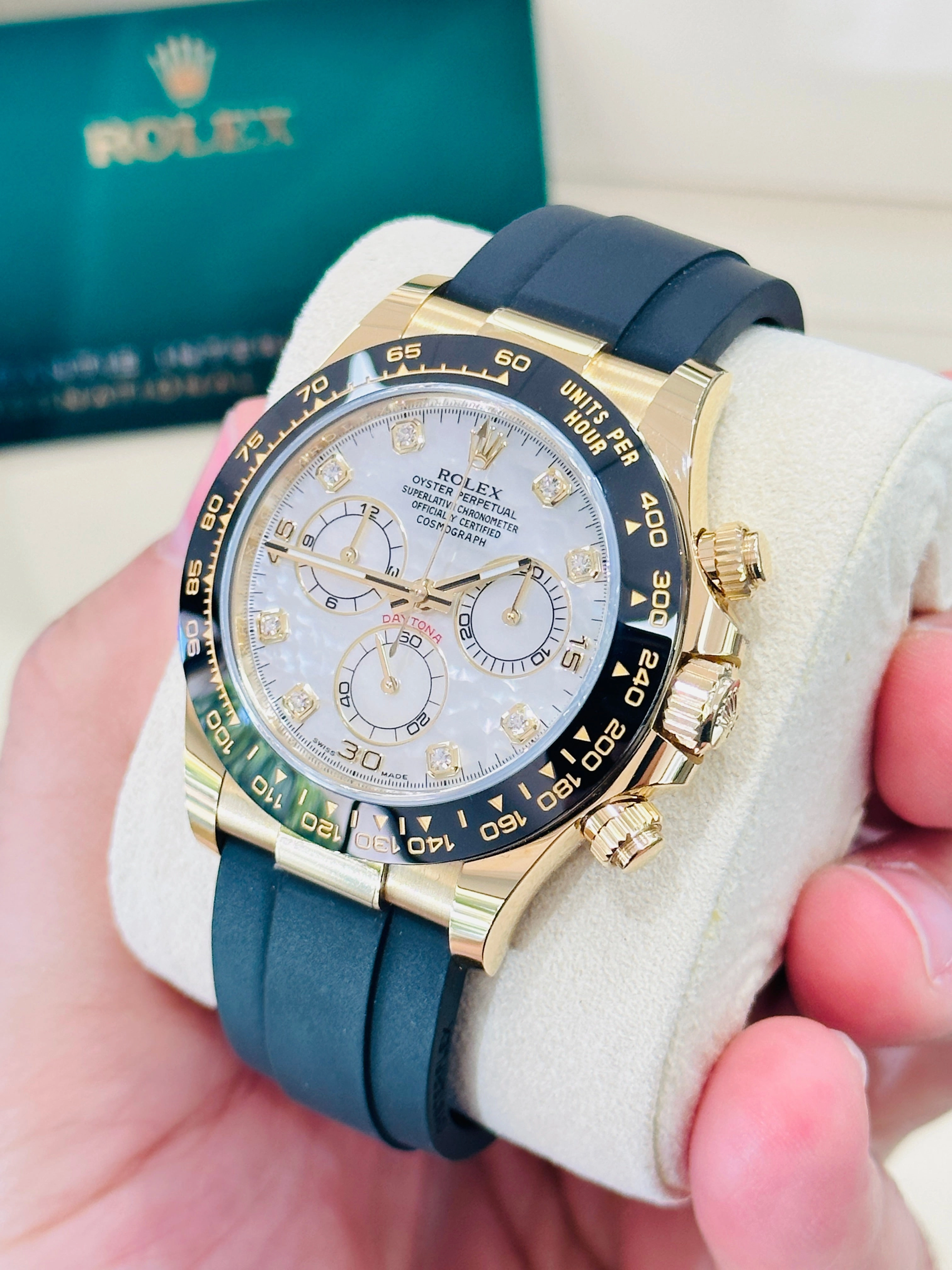 Rolex Daytona 116518LN 18K Yellow Gold Factory Diamond MOP Unworn Box and Papers