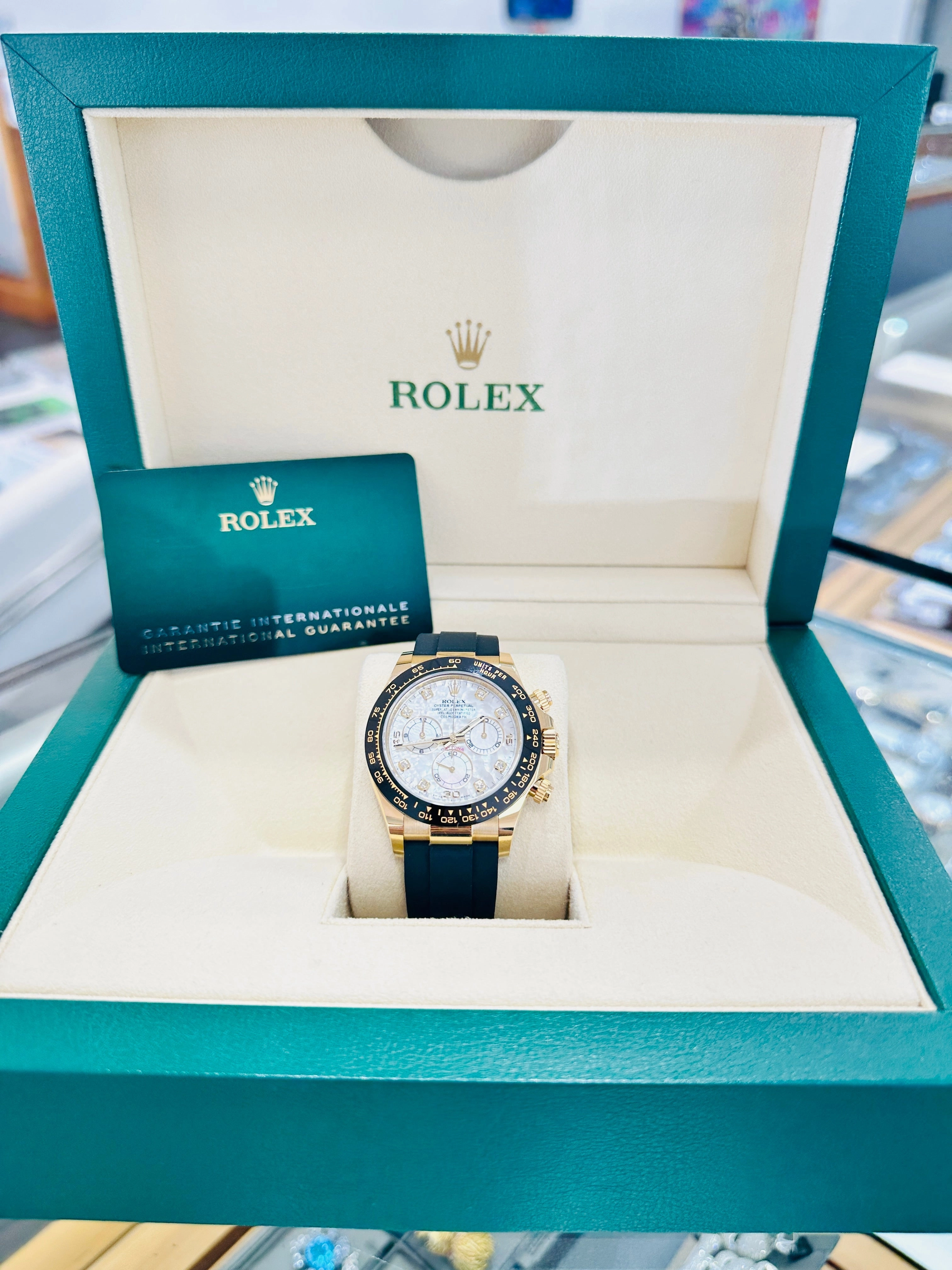 Rolex Daytona 116518LN 18K Yellow Gold Factory Diamond MOP Unworn Box and Papers