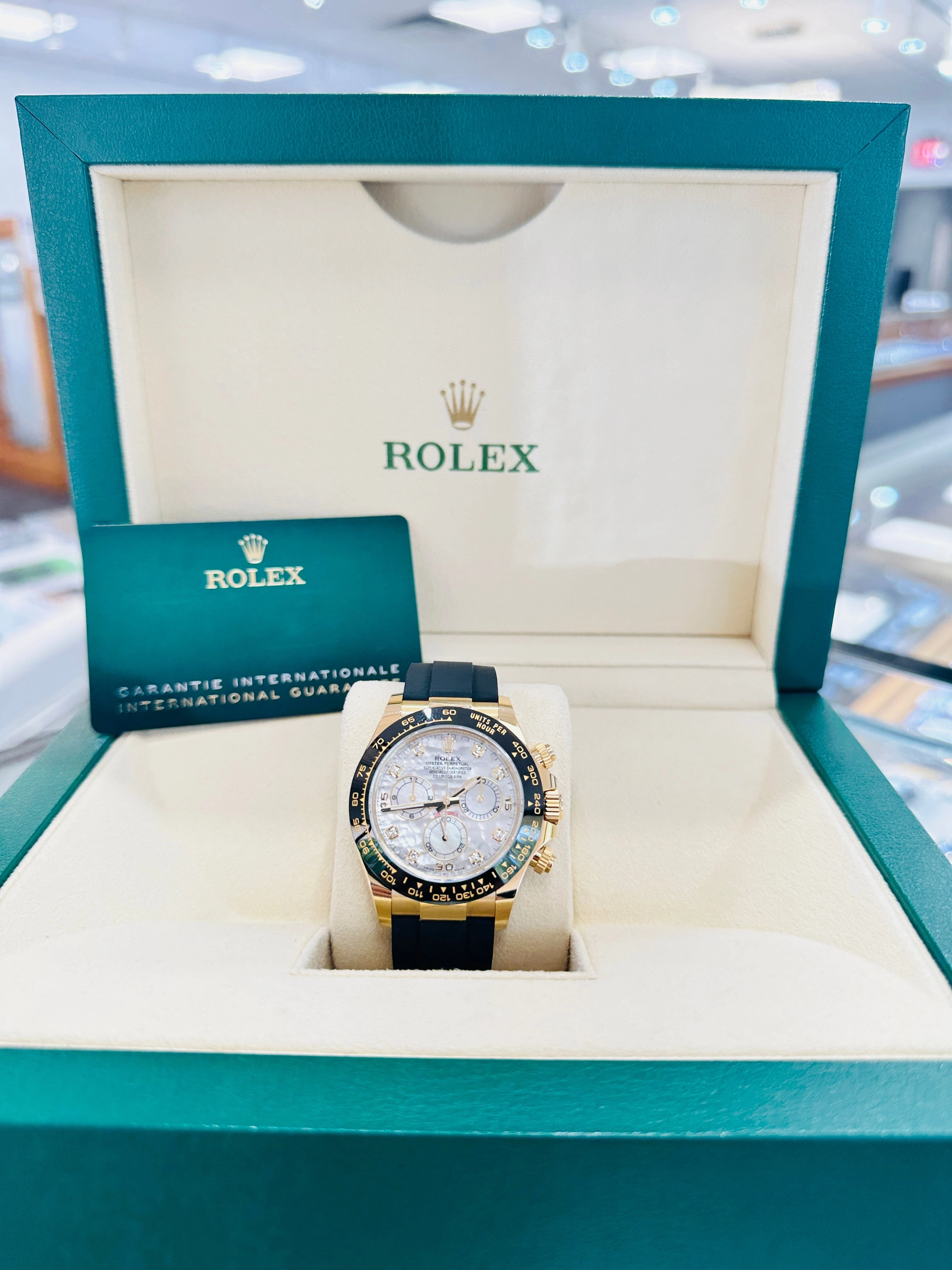 Rolex Daytona 116518LN 18K Yellow Gold Factory Diamond MOP Unworn Box and Papers
