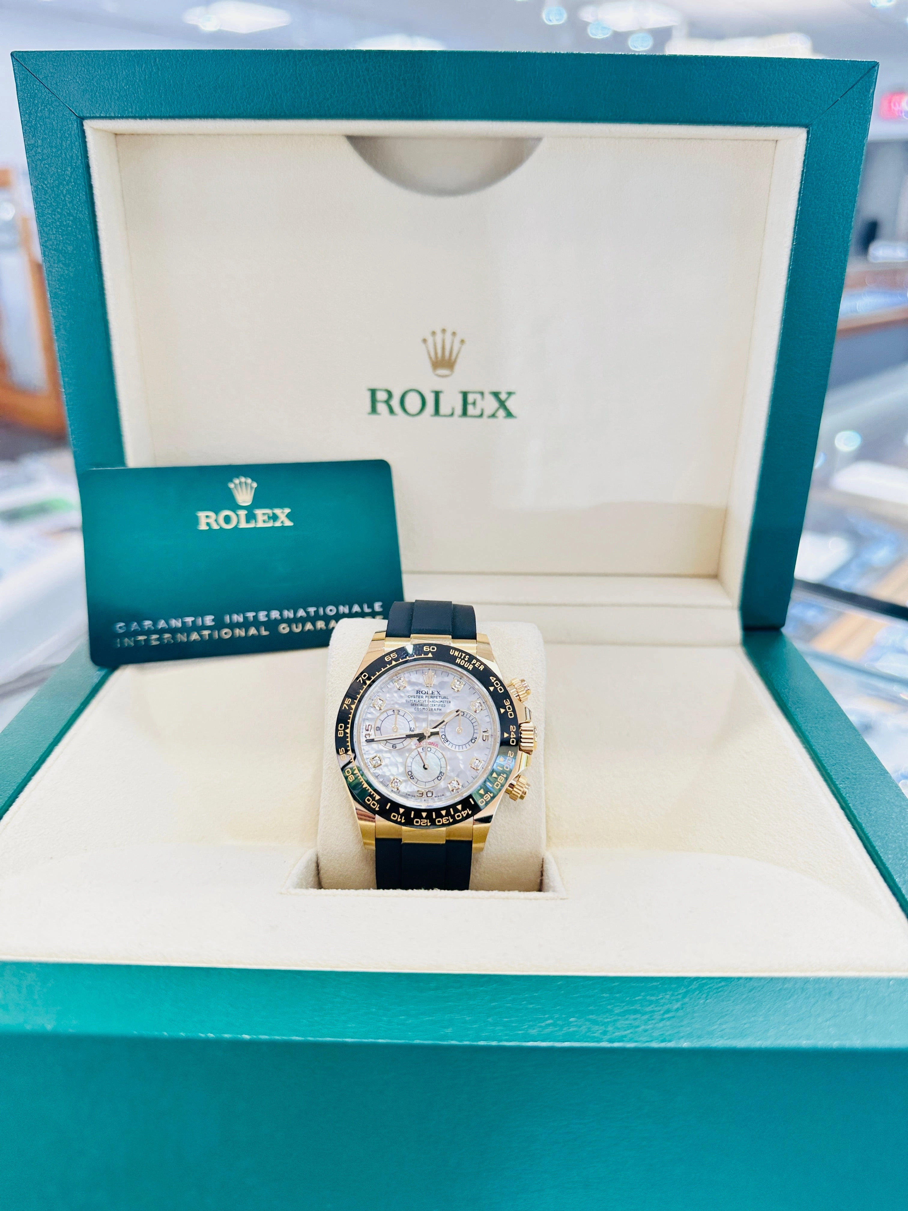Rolex Daytona 116518LN 18K Yellow Gold Factory Diamond MOP Unworn Box and Papers
