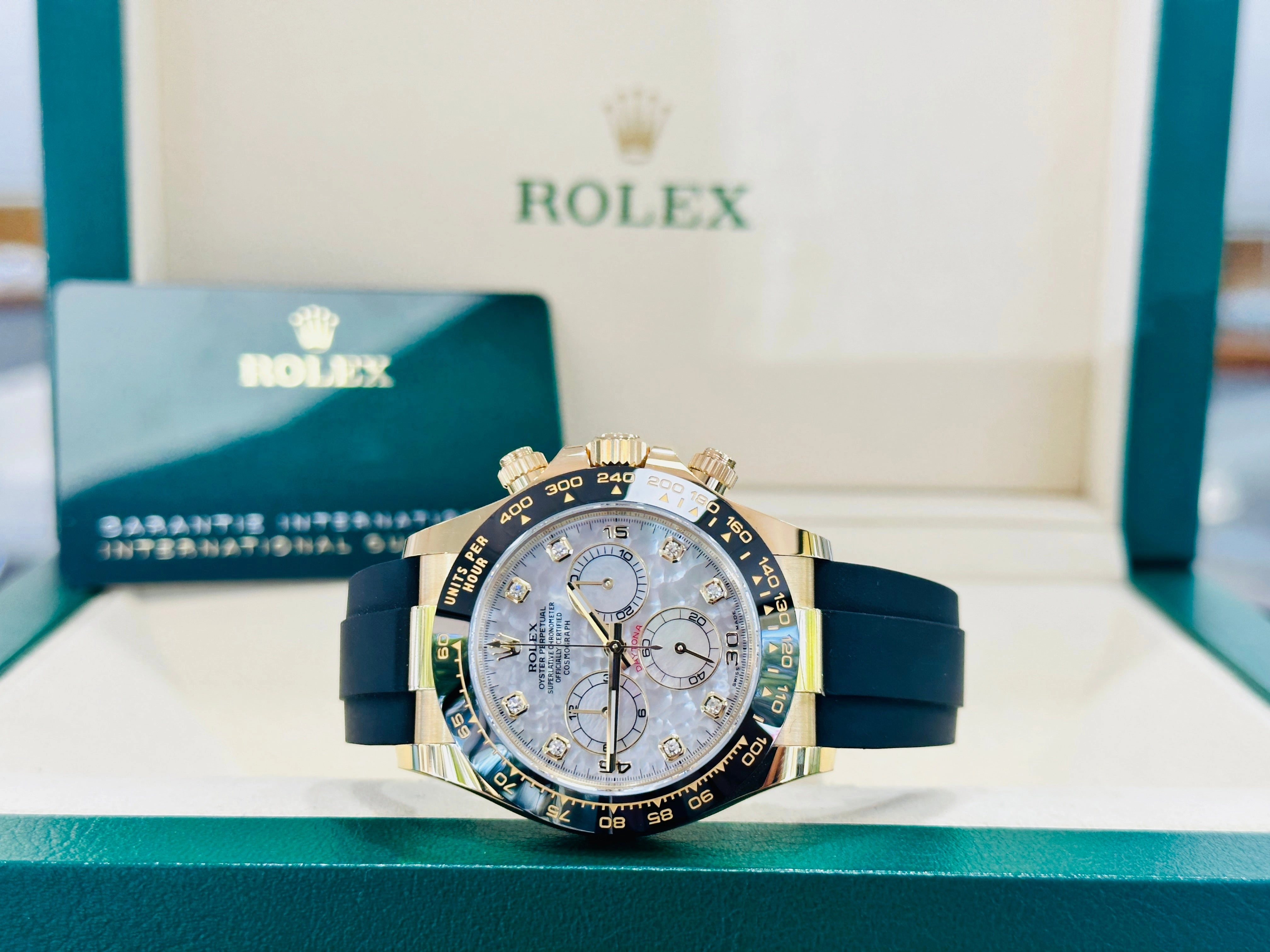 Rolex Daytona 116518LN 18K Yellow Gold Factory Diamond MOP Unworn Box and Papers