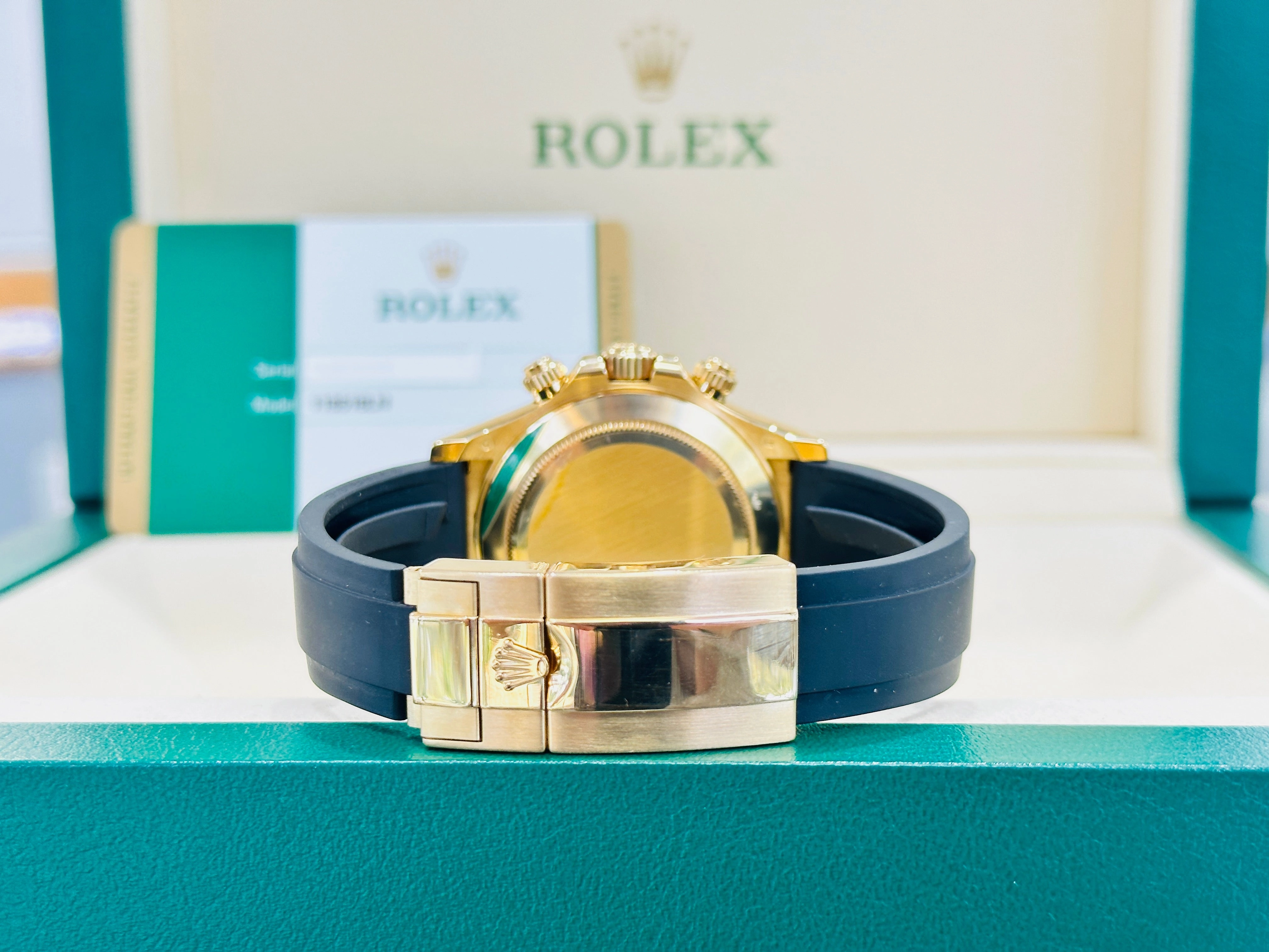 Rolex Daytona 116518LN Custom Sapphire Bezel and Custom Black and Sapphire Dial Box and Papers