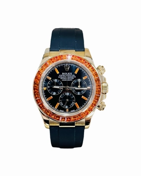 Rolex Daytona 116518LN Custom Sapphire Bezel and Custom Black and Sapphire Dial Box and Papers