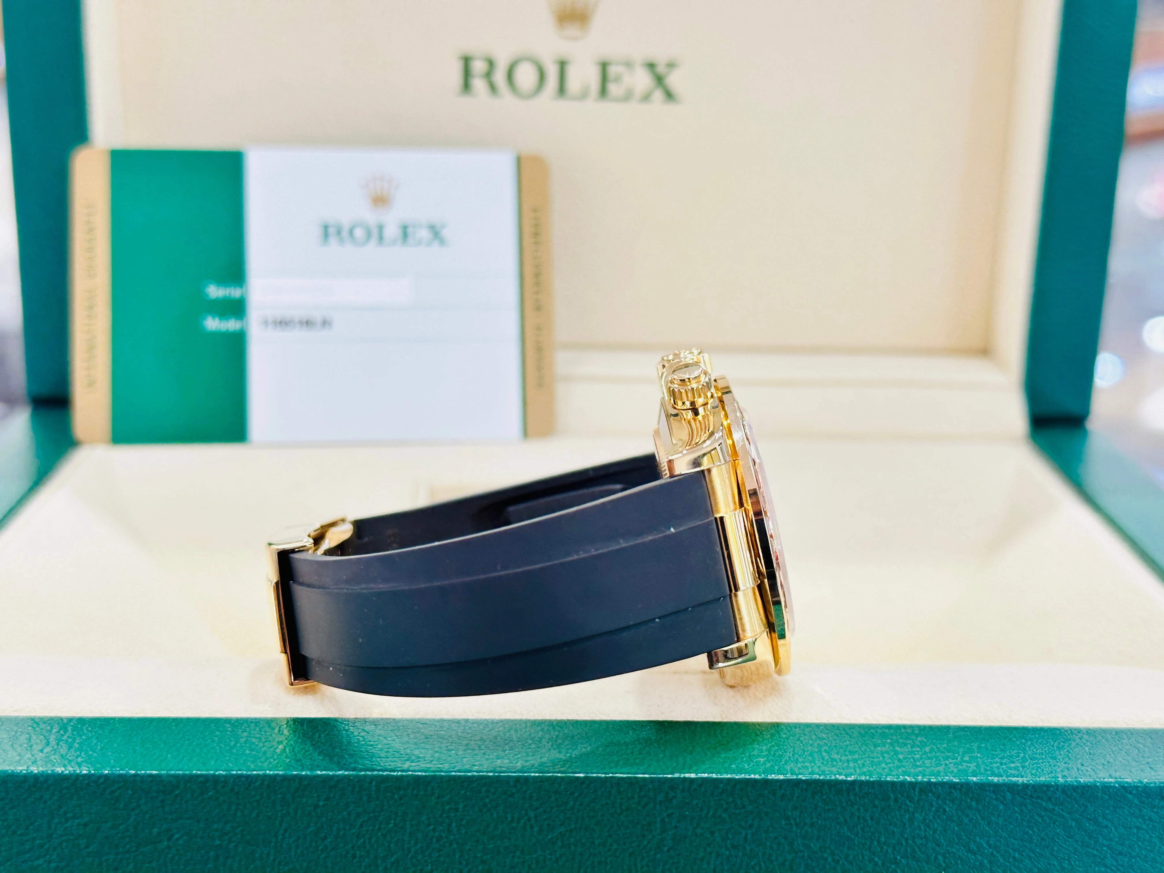 Rolex Daytona 116518LN Custom Sapphire Bezel and Custom Black and Sapphire Dial Box and Papers
