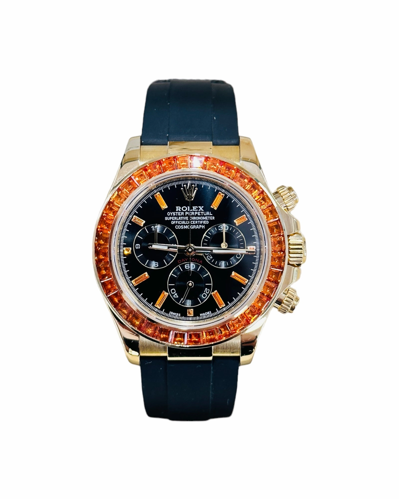 Rolex Daytona 116518LN Custom Sapphire Bezel and Custom Black and Sapphire Dial Box and Papers