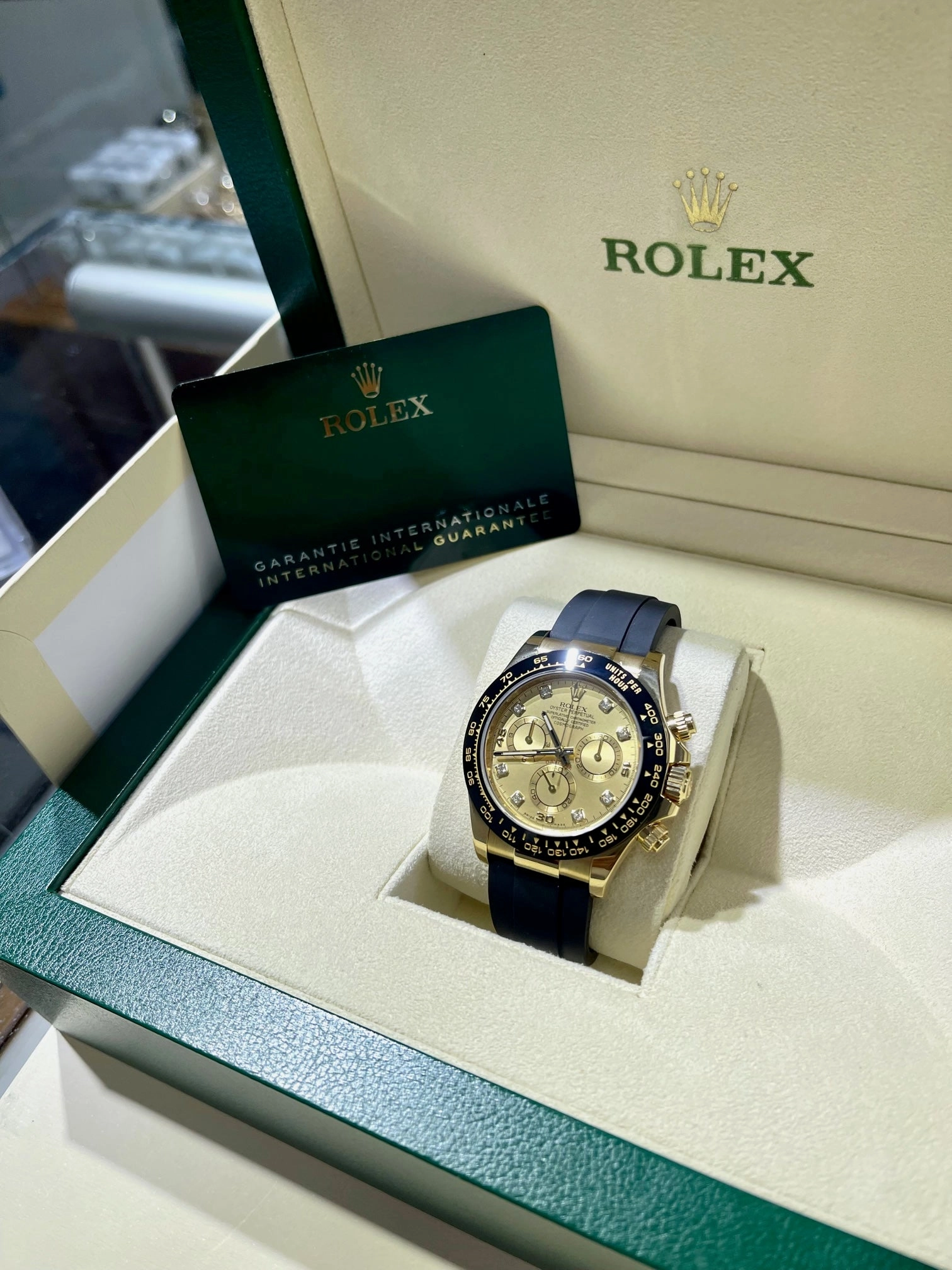 Rolex Daytona 116518LN Factory Diamond Champagne Dial  OysterFlex Box and Papers UNWORN