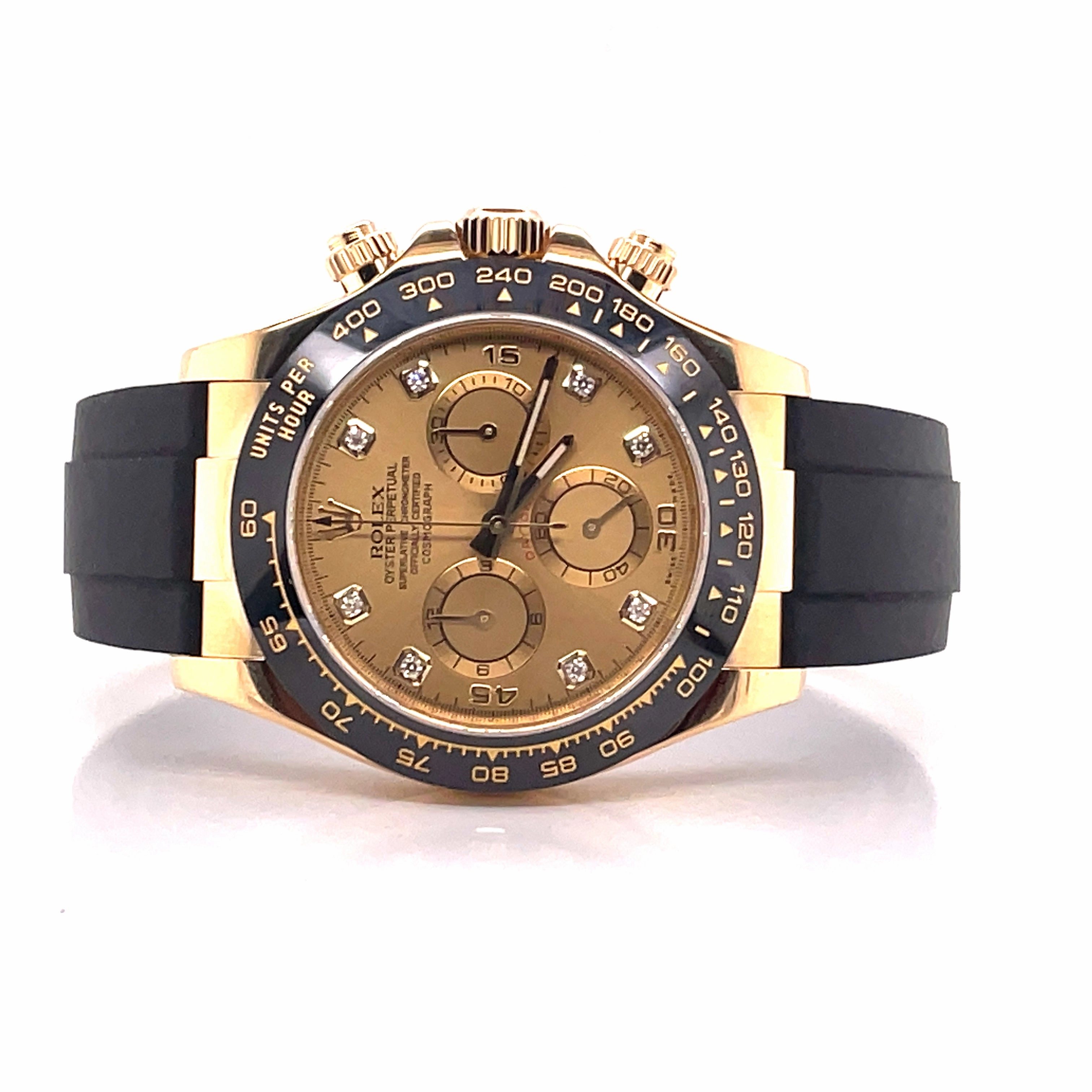 Rolex Daytona 116518LN Factory Diamond Champagne Dial  OysterFlex Box and Papers UNWORN