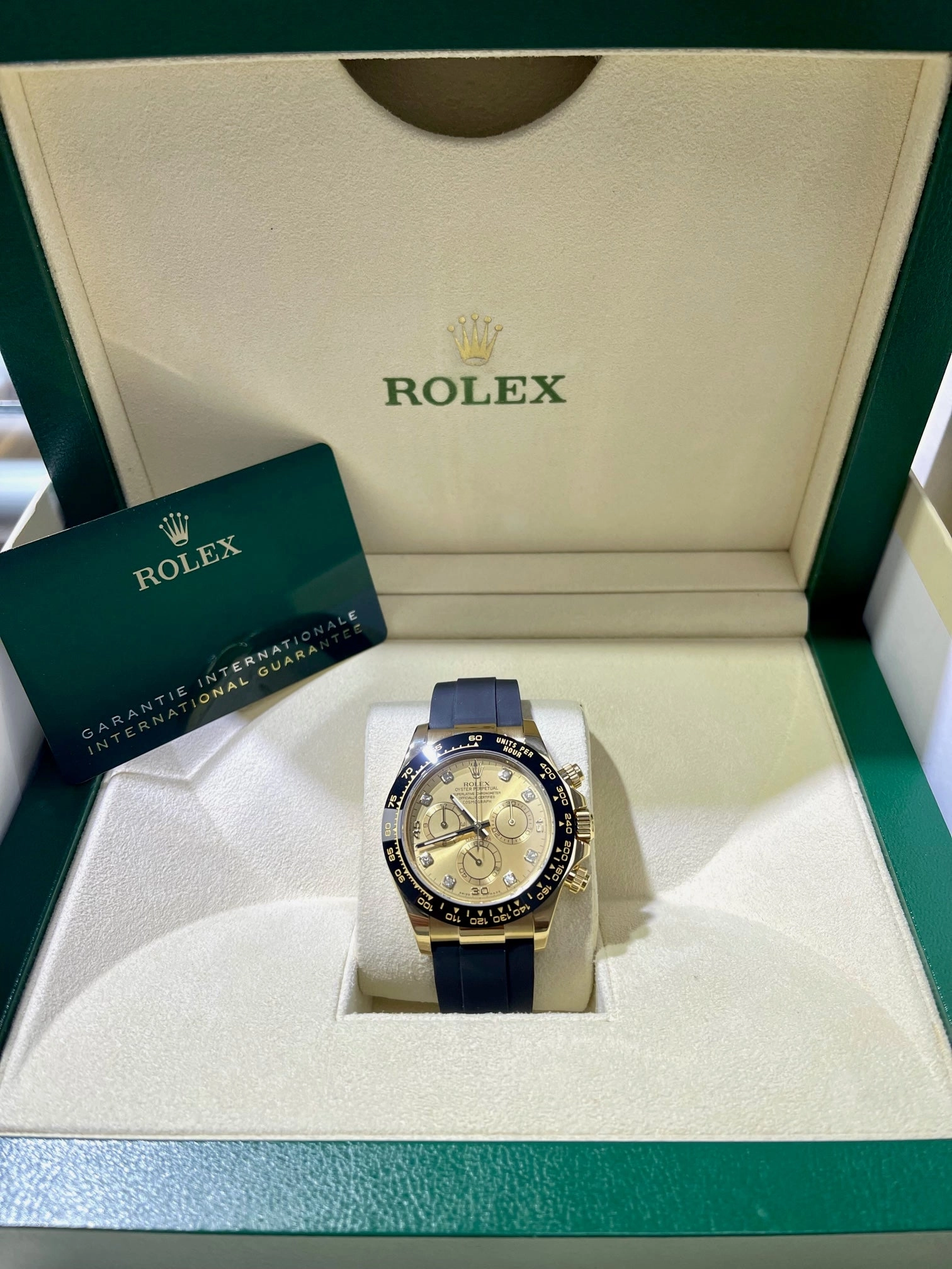 Rolex Daytona 116518LN Factory Diamond Champagne Dial  OysterFlex Box and Papers UNWORN