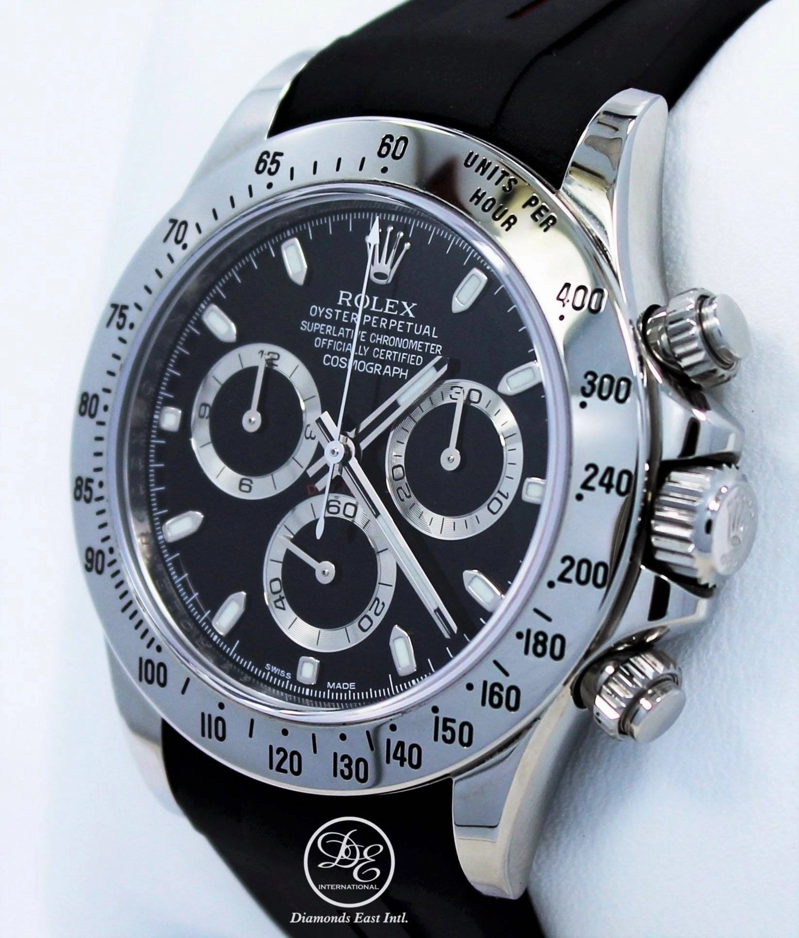 Rolex Daytona 116520 Cosmograph Stainless Steel Oyster & Rubber B Black Dial Papers MINT