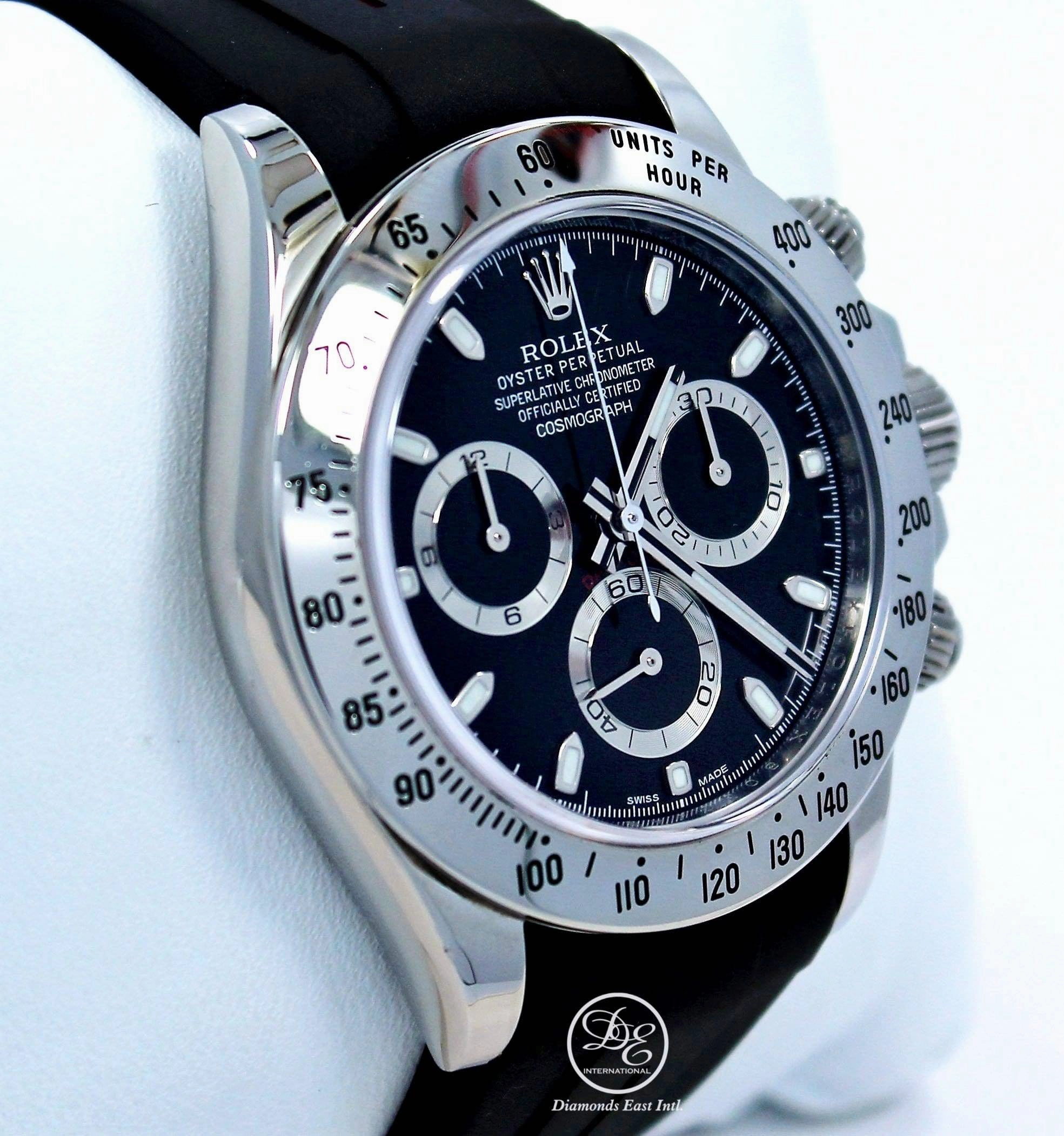 Rolex Daytona 116520 Cosmograph Stainless Steel Oyster & Rubber B Black Dial Papers MINT