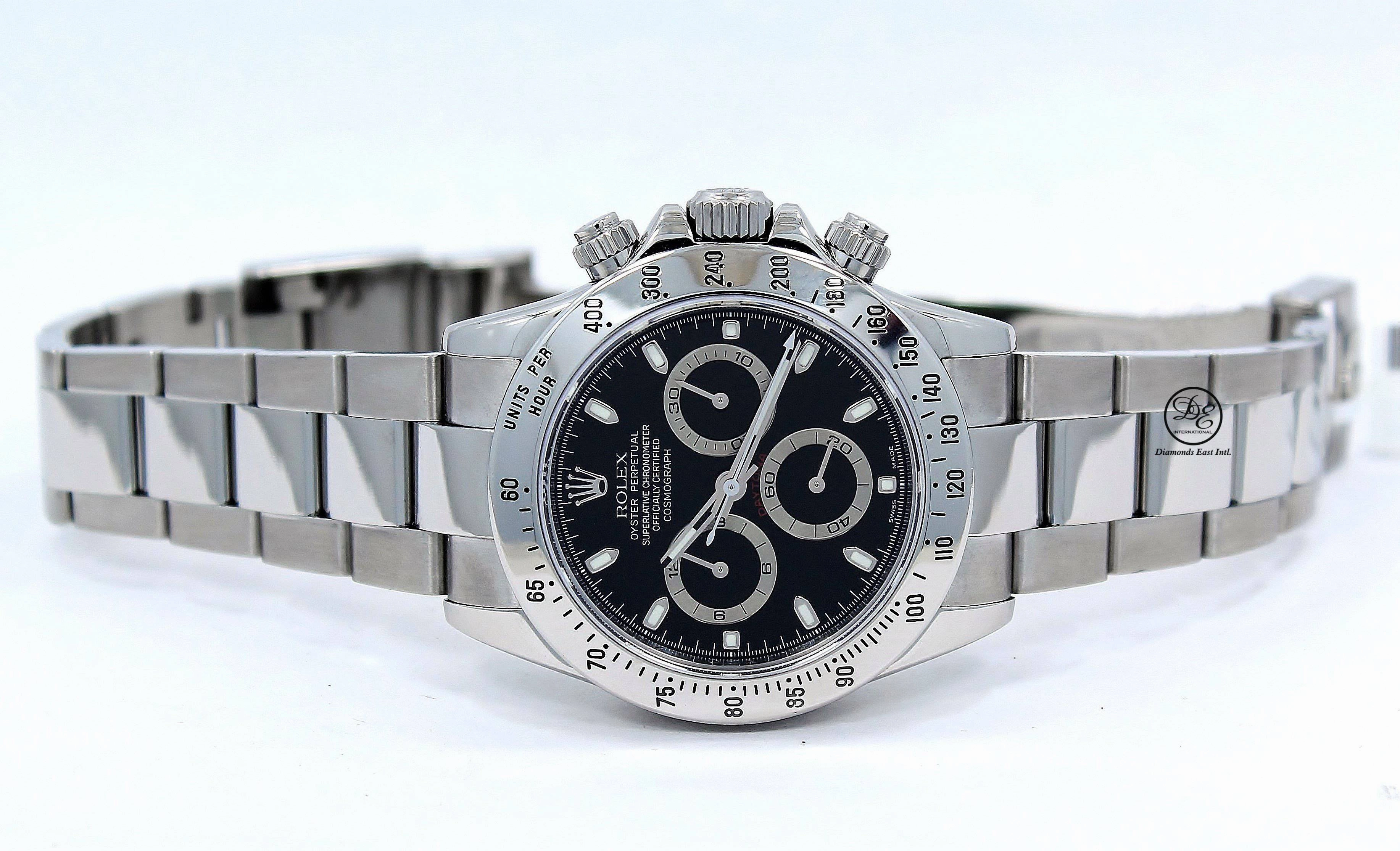 Rolex Daytona 116520 Cosmograph Stainless Steel Oyster & Rubber B Black Dial Papers MINT