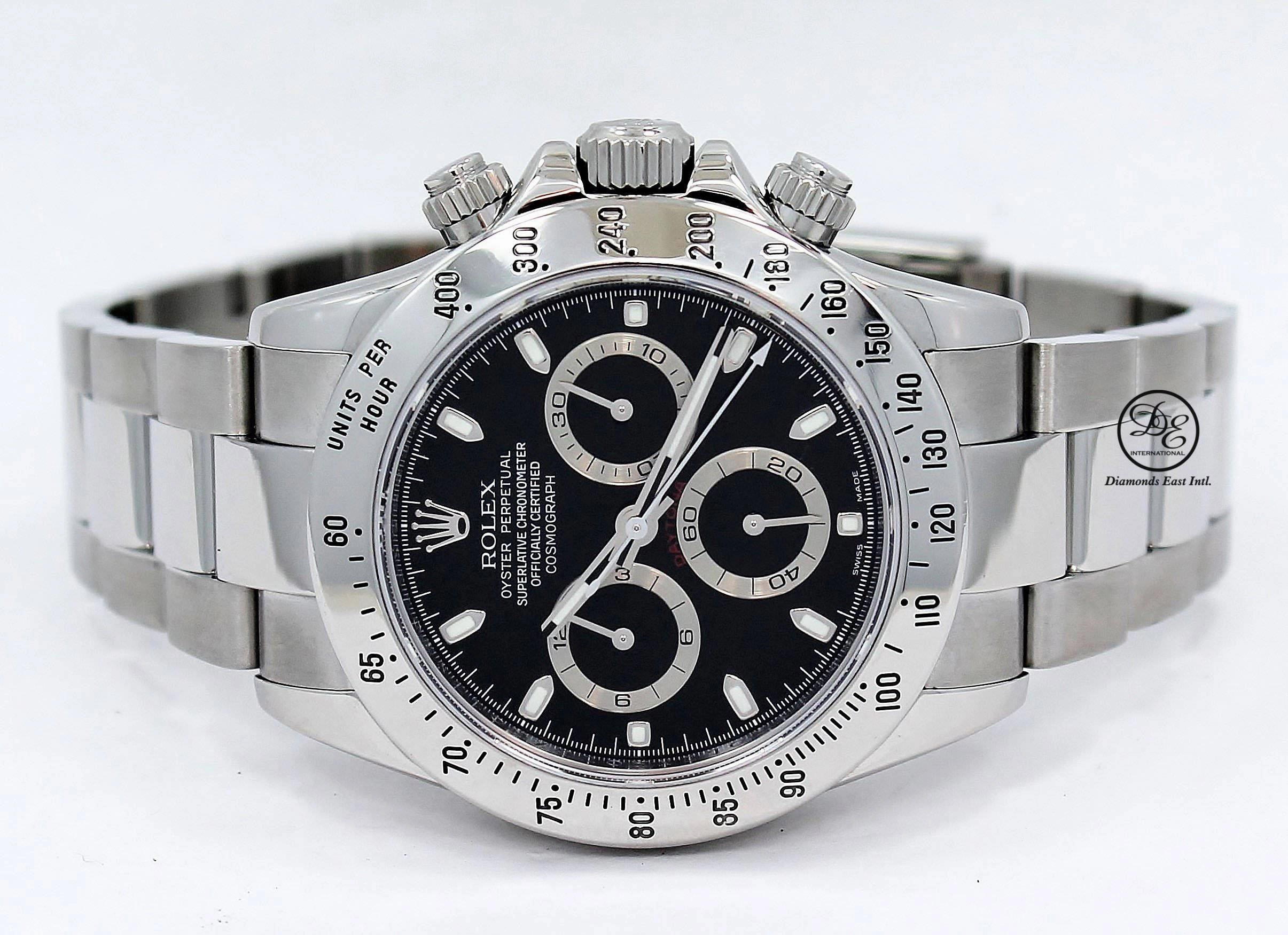 Rolex Daytona 116520 Cosmograph Stainless Steel Oyster & Rubber B Black Dial Papers MINT