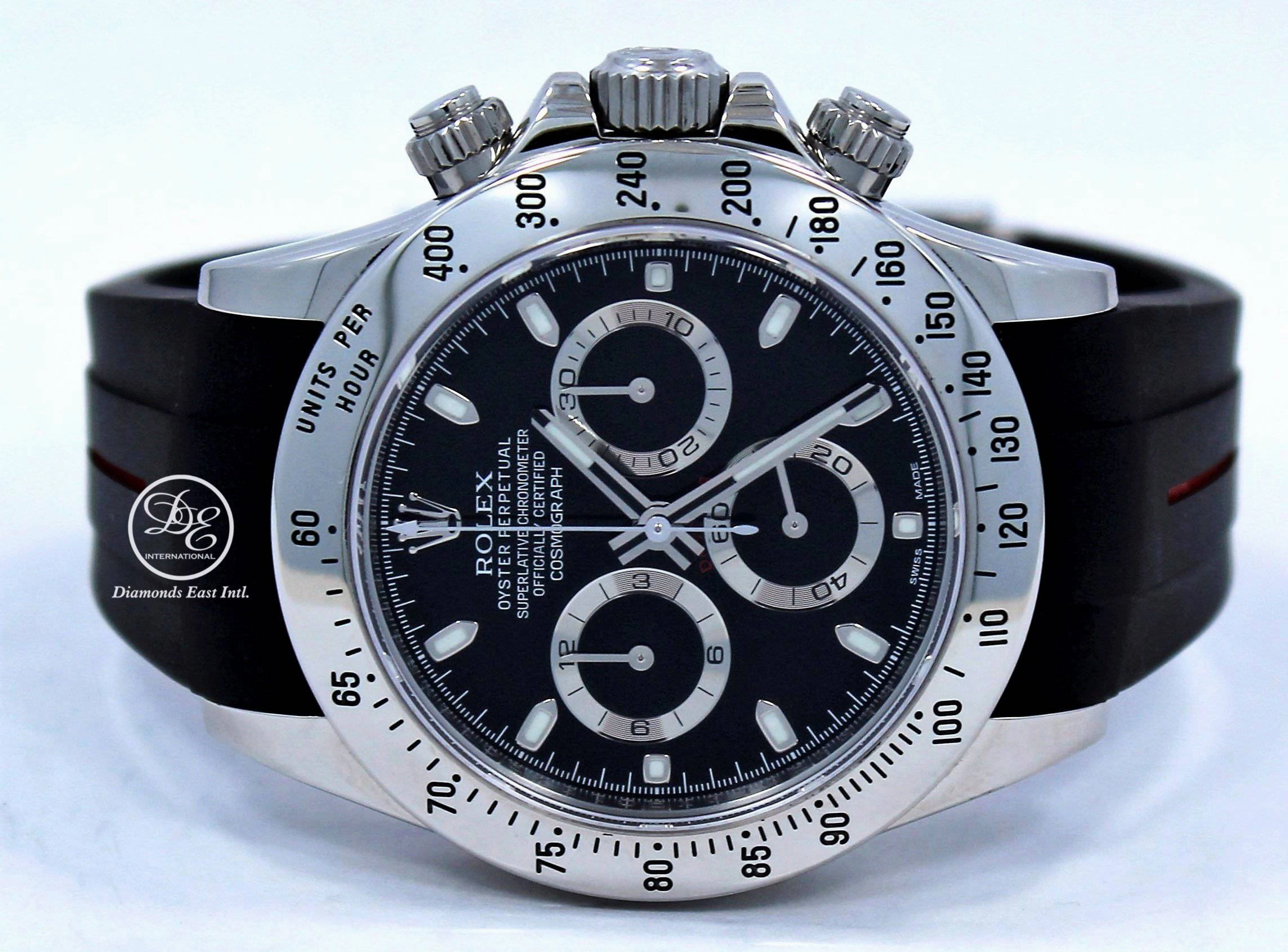 Rolex Daytona 116520 Cosmograph Stainless Steel Oyster & Rubber B Black Dial Papers MINT