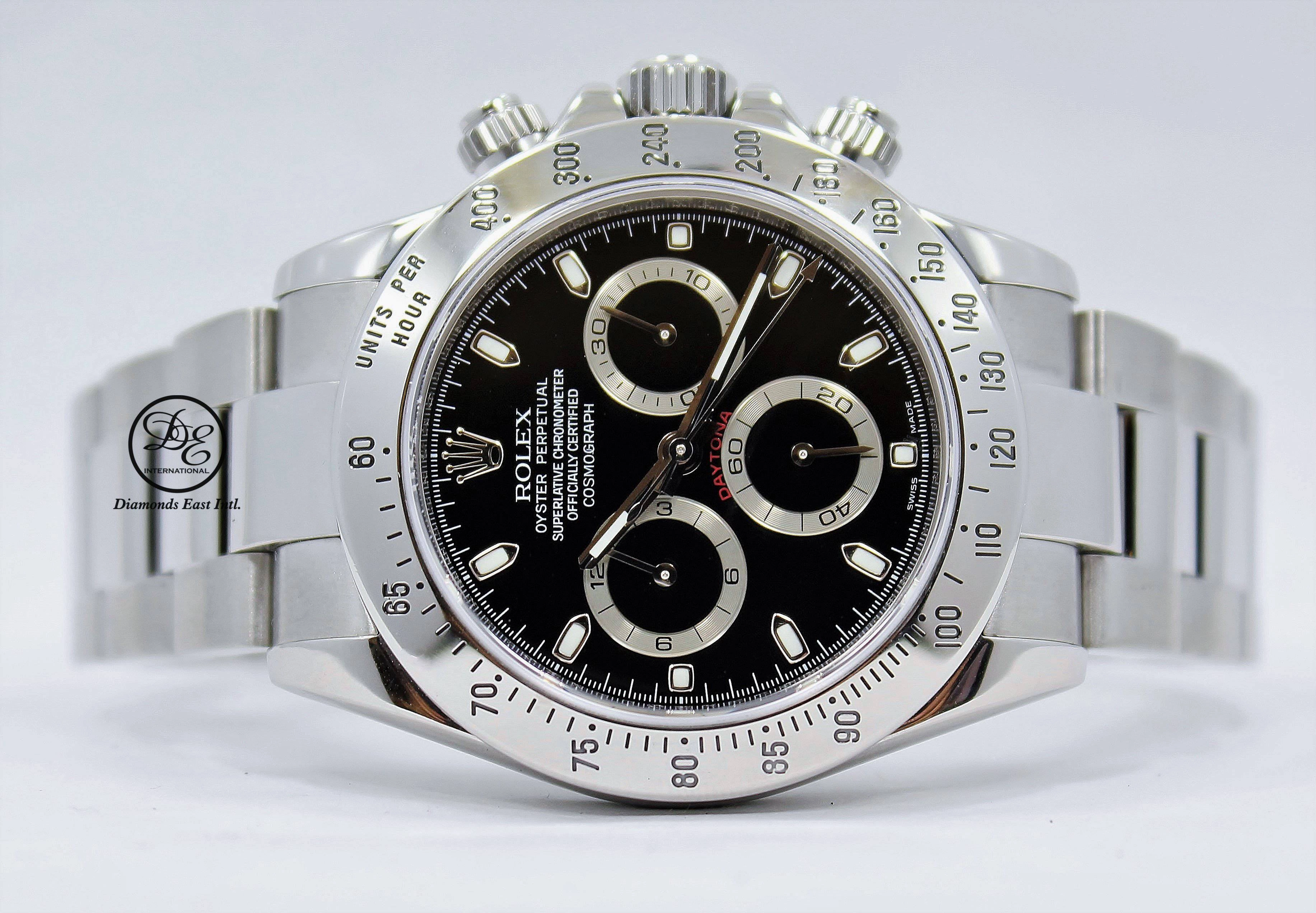 Rolex Daytona 116520 Cosmograph Stainless Steel Oyster & Rubber B Black Dial Papers MINT