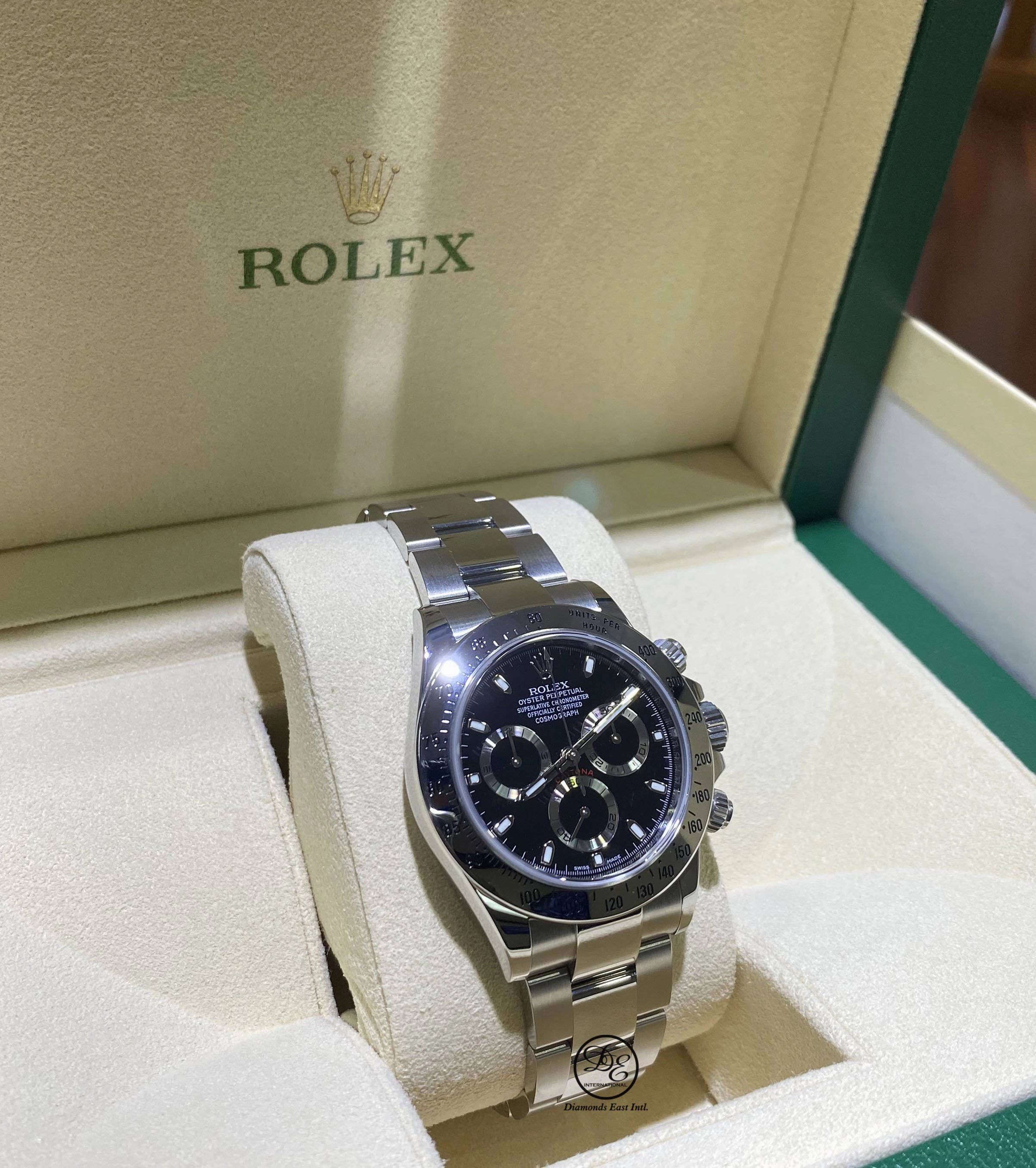 Rolex Daytona 116520 Cosmograph Stainless Steel Oyster Black Dial BOX/PAPERS MINT