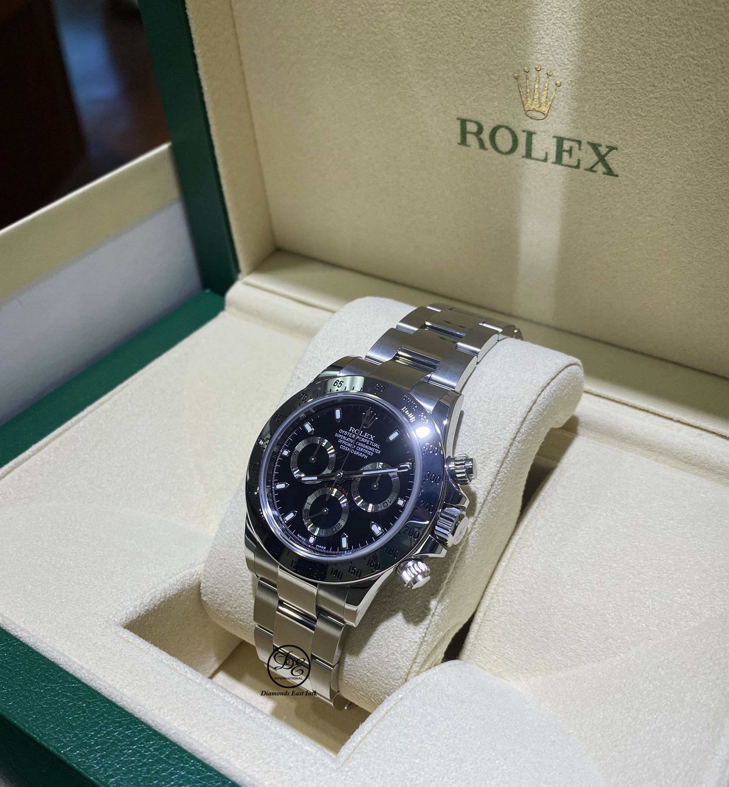 Rolex Daytona 116520 Cosmograph Stainless Steel Oyster Black Dial BOX/PAPERS MINT
